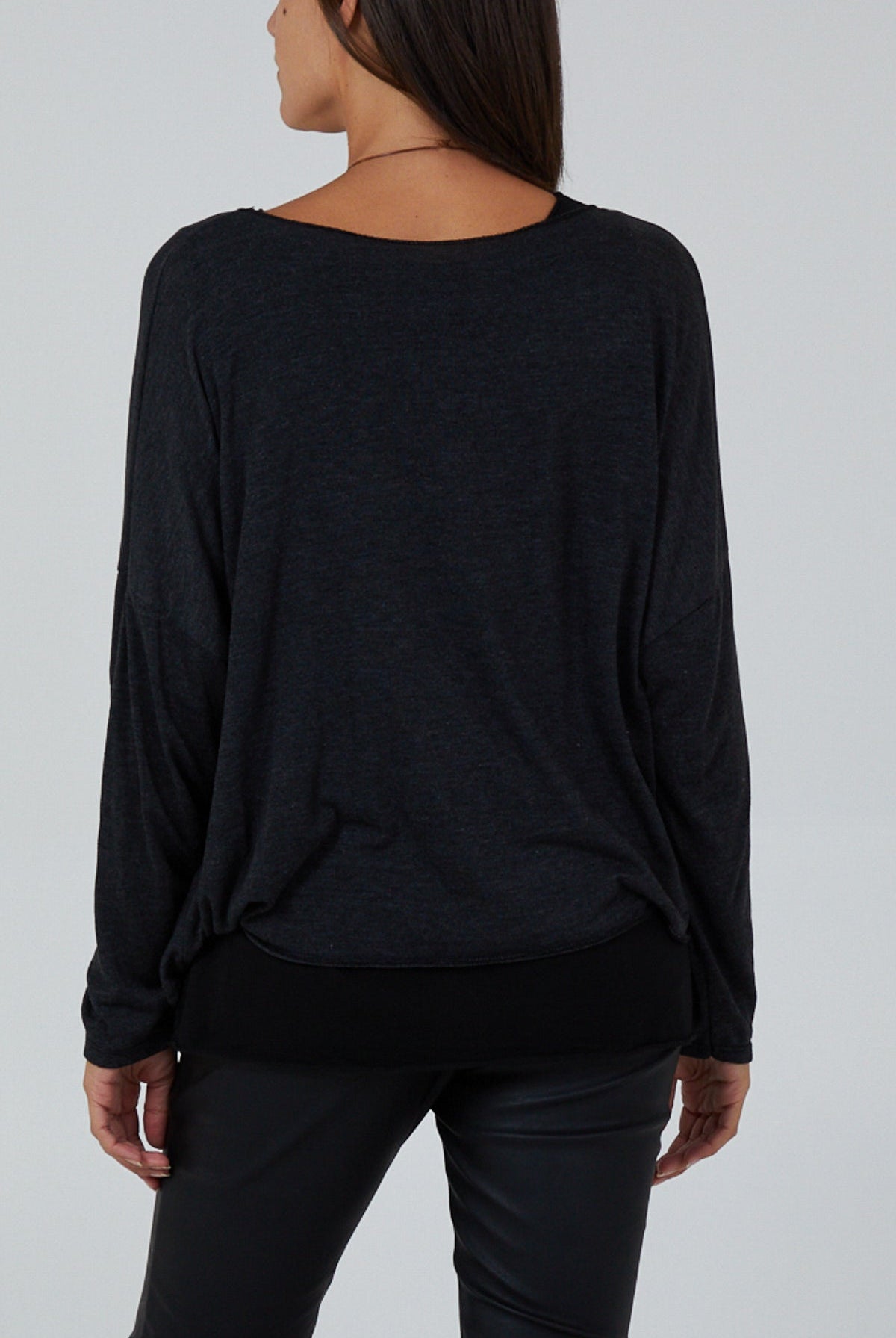 Twist Front 2 in 1 Necklace Long Sleeve Top TOPMF2 WearAll