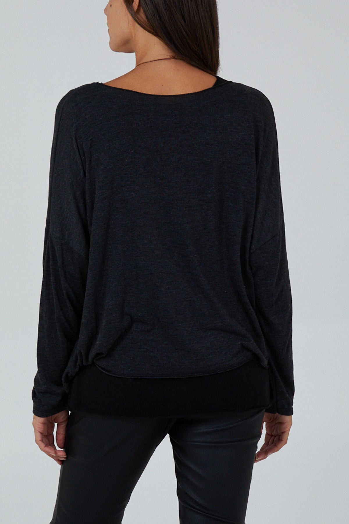 Twist Front 2 in 1 Necklace Long Sleeve Top TOPMF2 WearAll