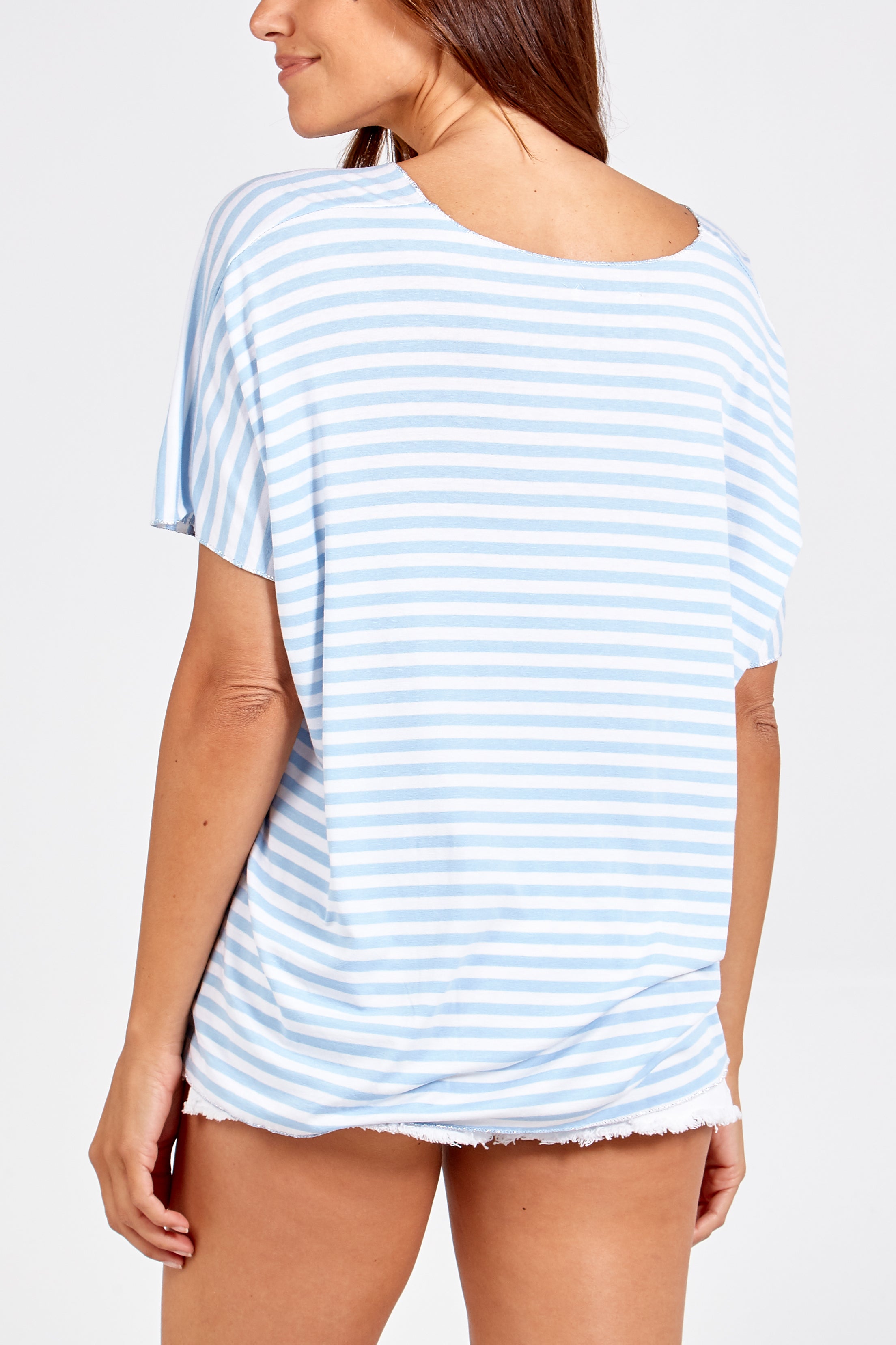 V-Neck Stripe T-Shirt TOPMF2 WearAll