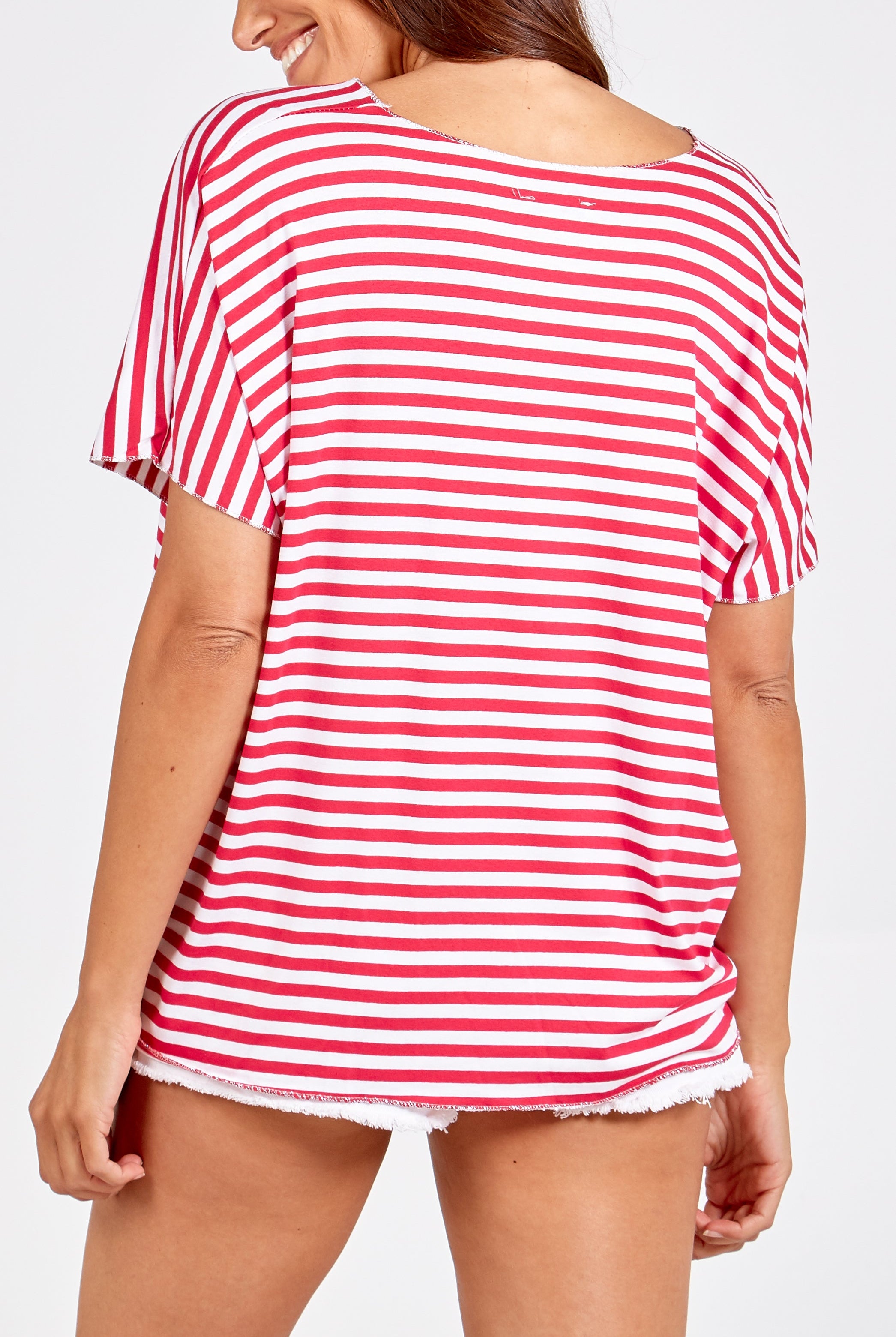 V-Neck Stripe T-Shirt TOPMF2 WearAll