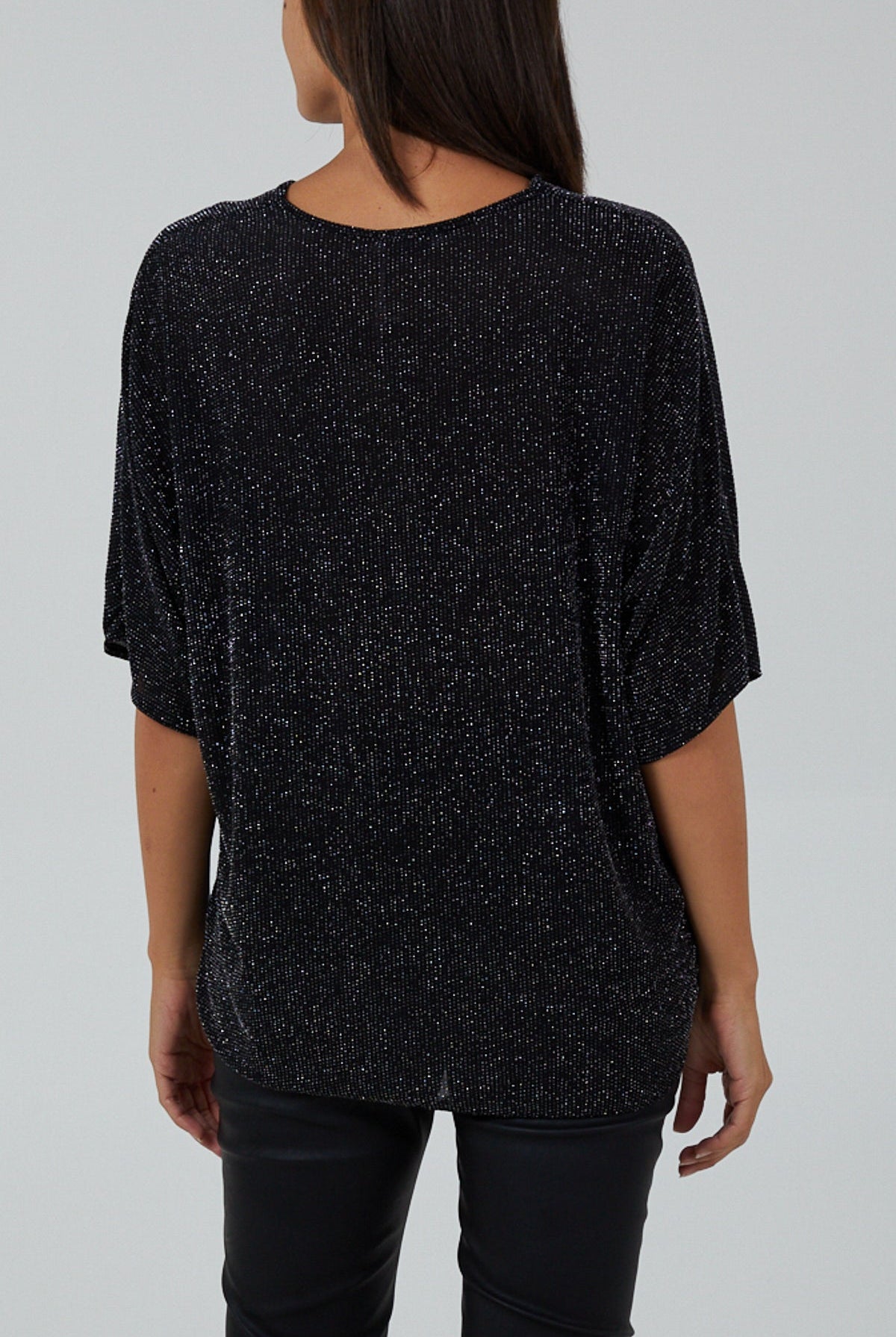 Glitter Lurex Tie Front Hem Blouse TOPMF2 WearAll