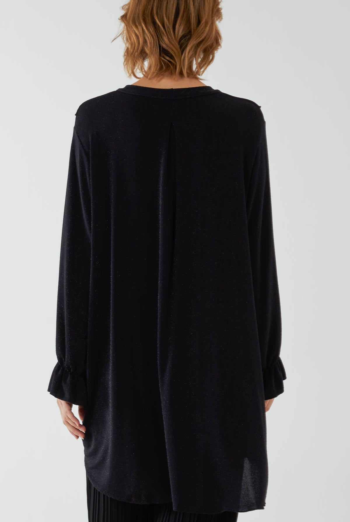 Glitter Lurex Ruffle Flounce Button Blouse TOPMF2 WearAll