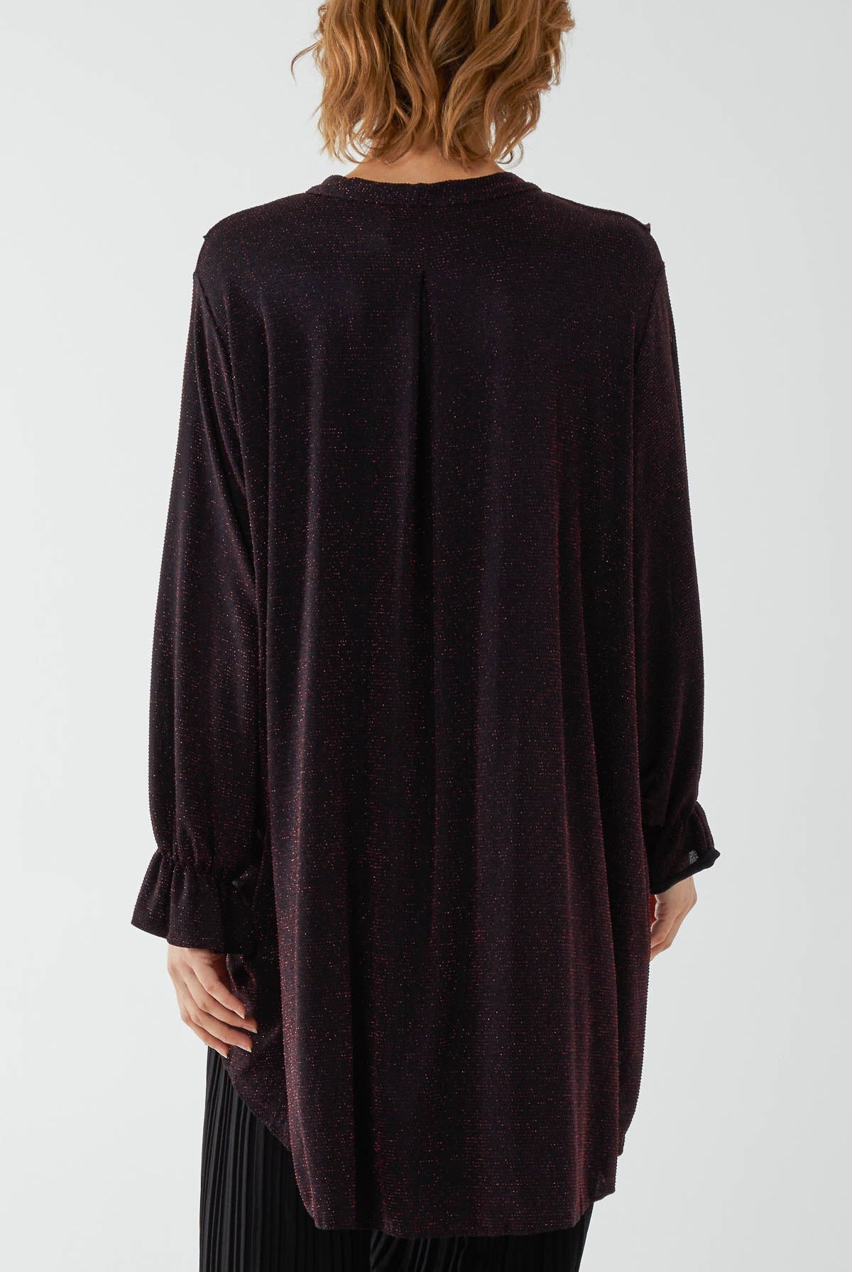 Glitter Lurex Ruffle Flounce Button Blouse TOPMF2 WearAll