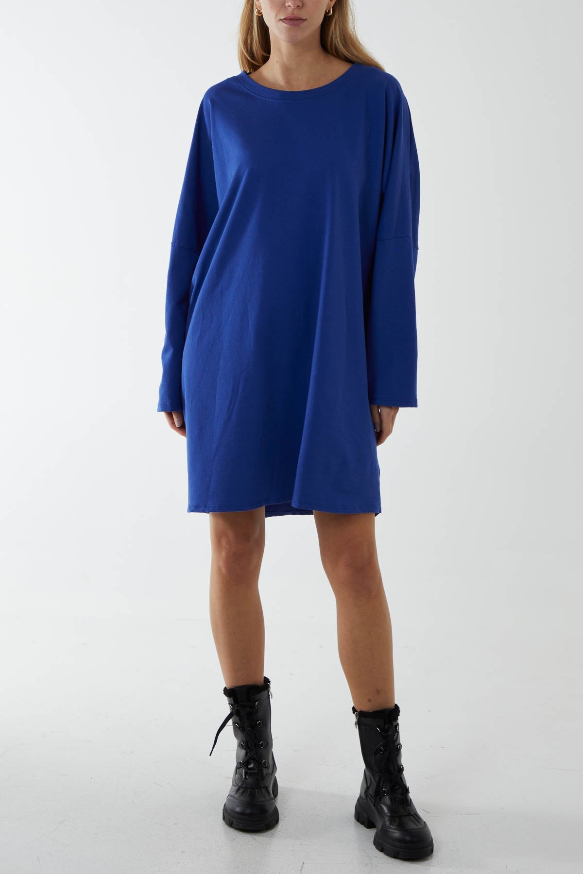 Oversized Sweat Shirt Mini Dress DMF2 WearAll Royal Blue One Size