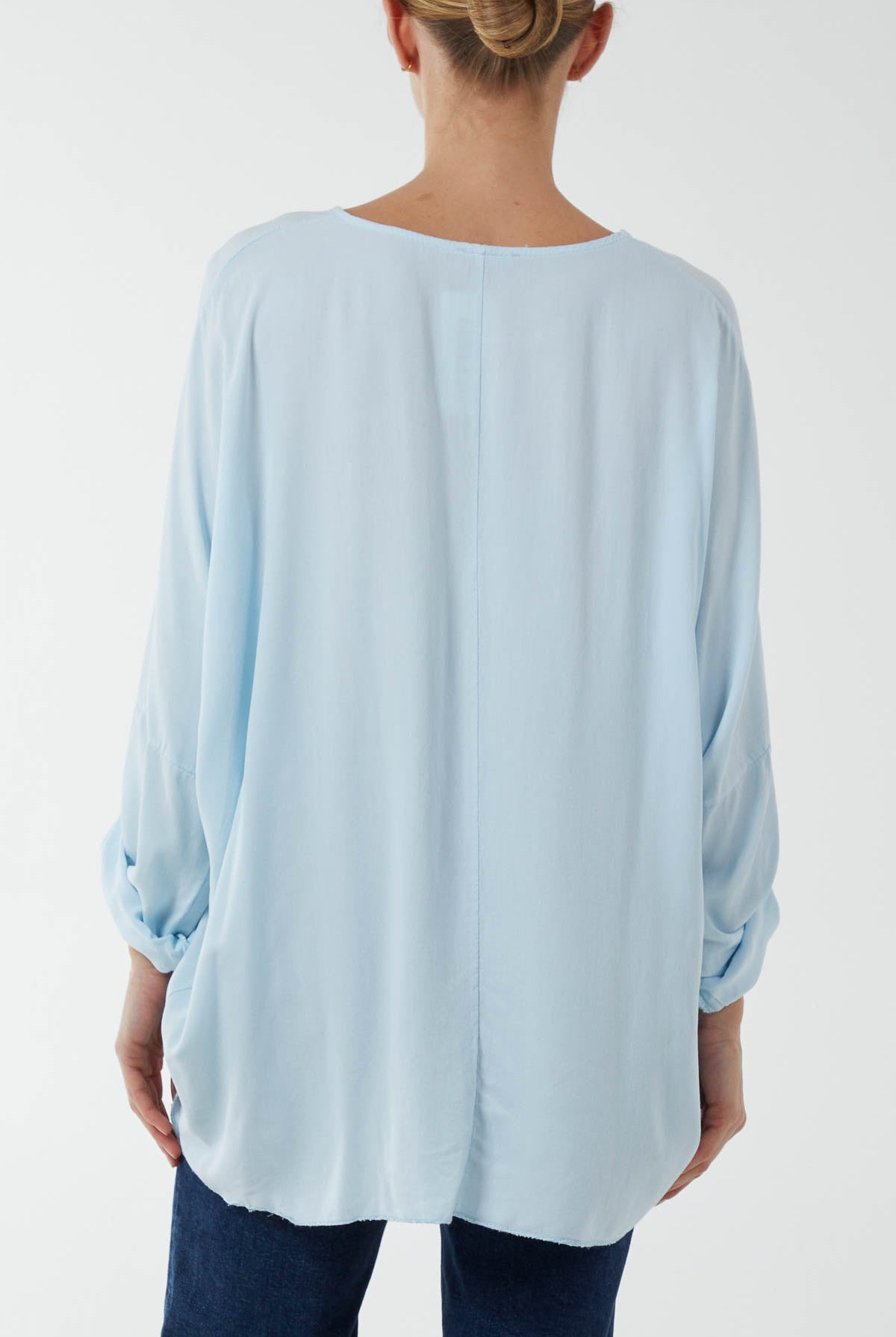 Round Neck Button Sleeve Blouse TOPMF2 WearAll