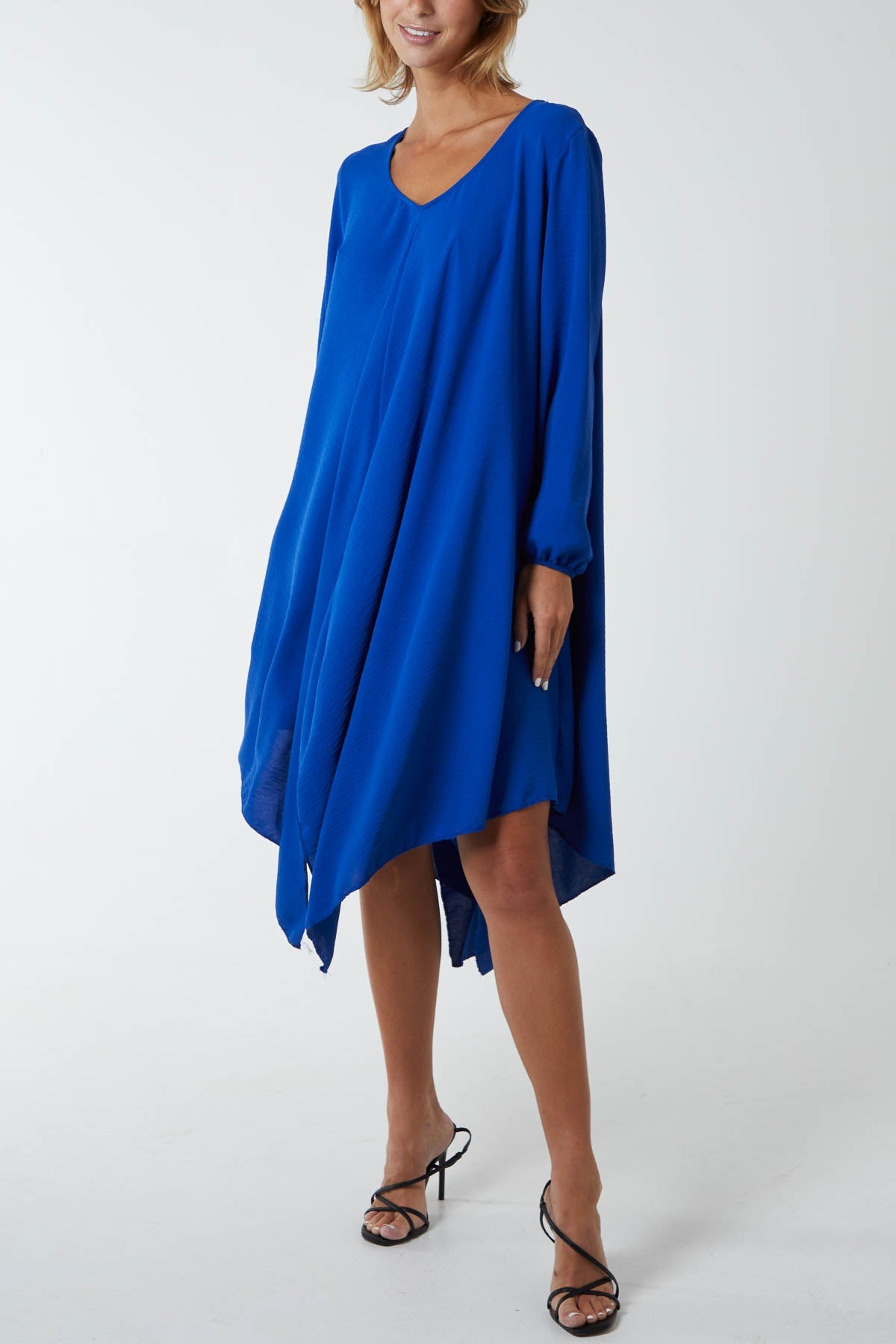 Floaty Asymmetric Hem Midi Dress DMF2 WearAll Royal Blue One Size