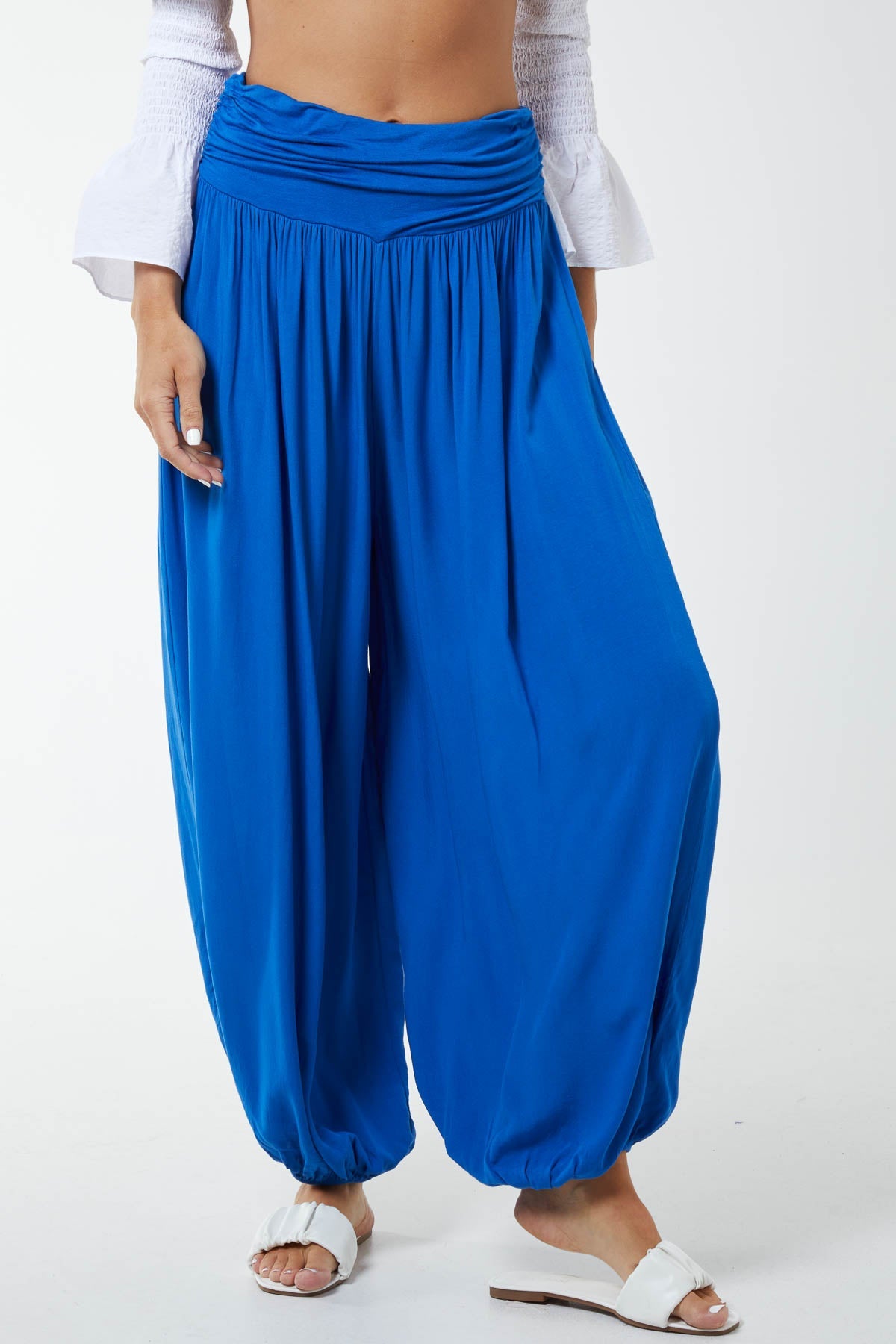 Harem Jersey Waistband Trousers TRS1 WearAll Royal Blue One Size