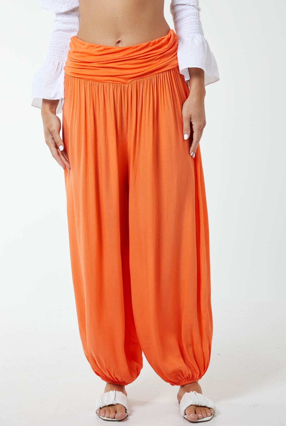 Harem Jersey Waistband Trousers TRS1 WearAll Orange One Size