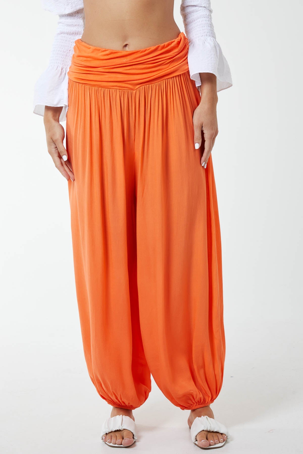 Harem Jersey Waistband Trousers TRS1 WearAll Orange One Size
