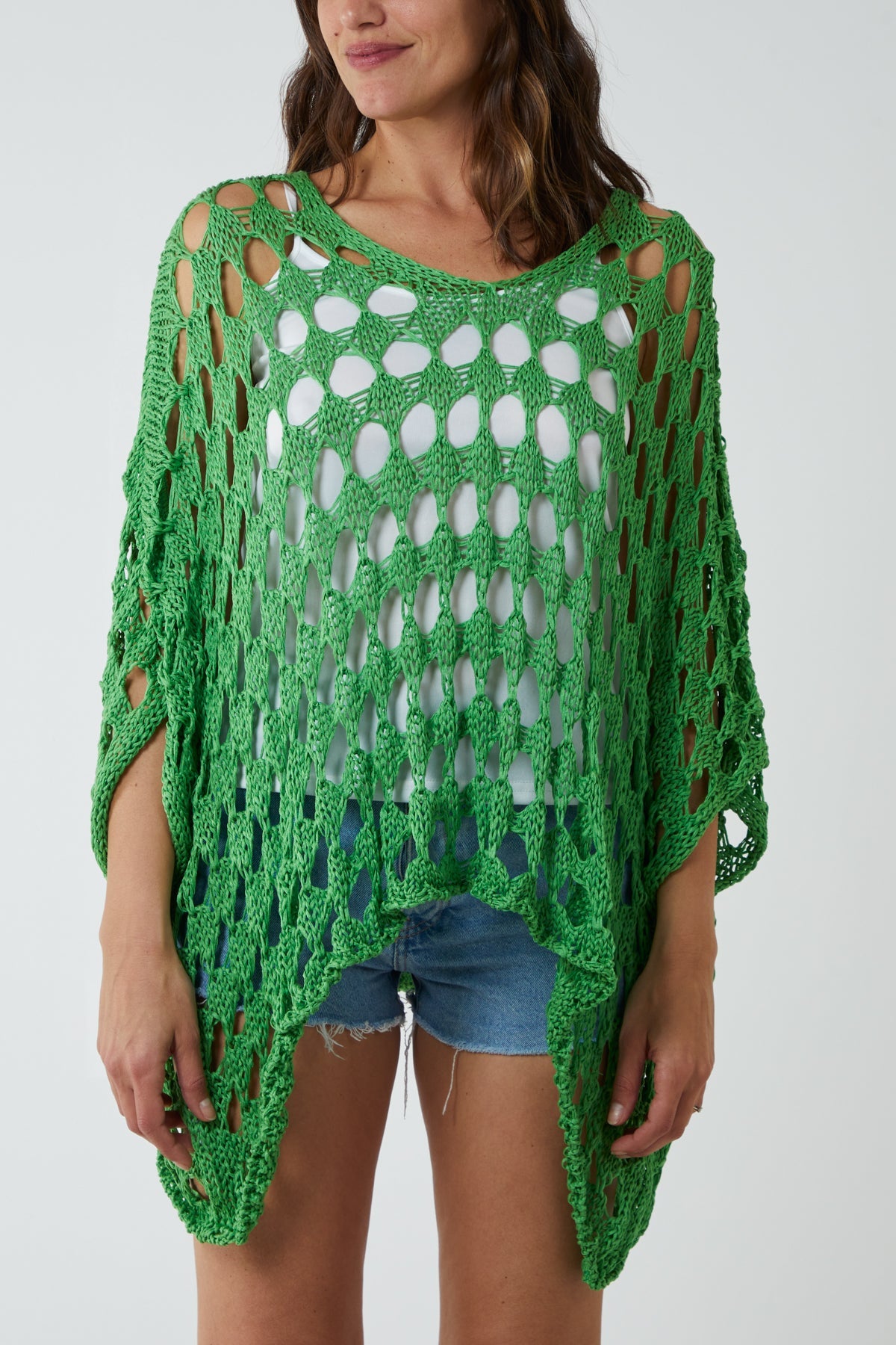 Oversized Diamond Crochet Blouse Blouses WearAll Jade One Size