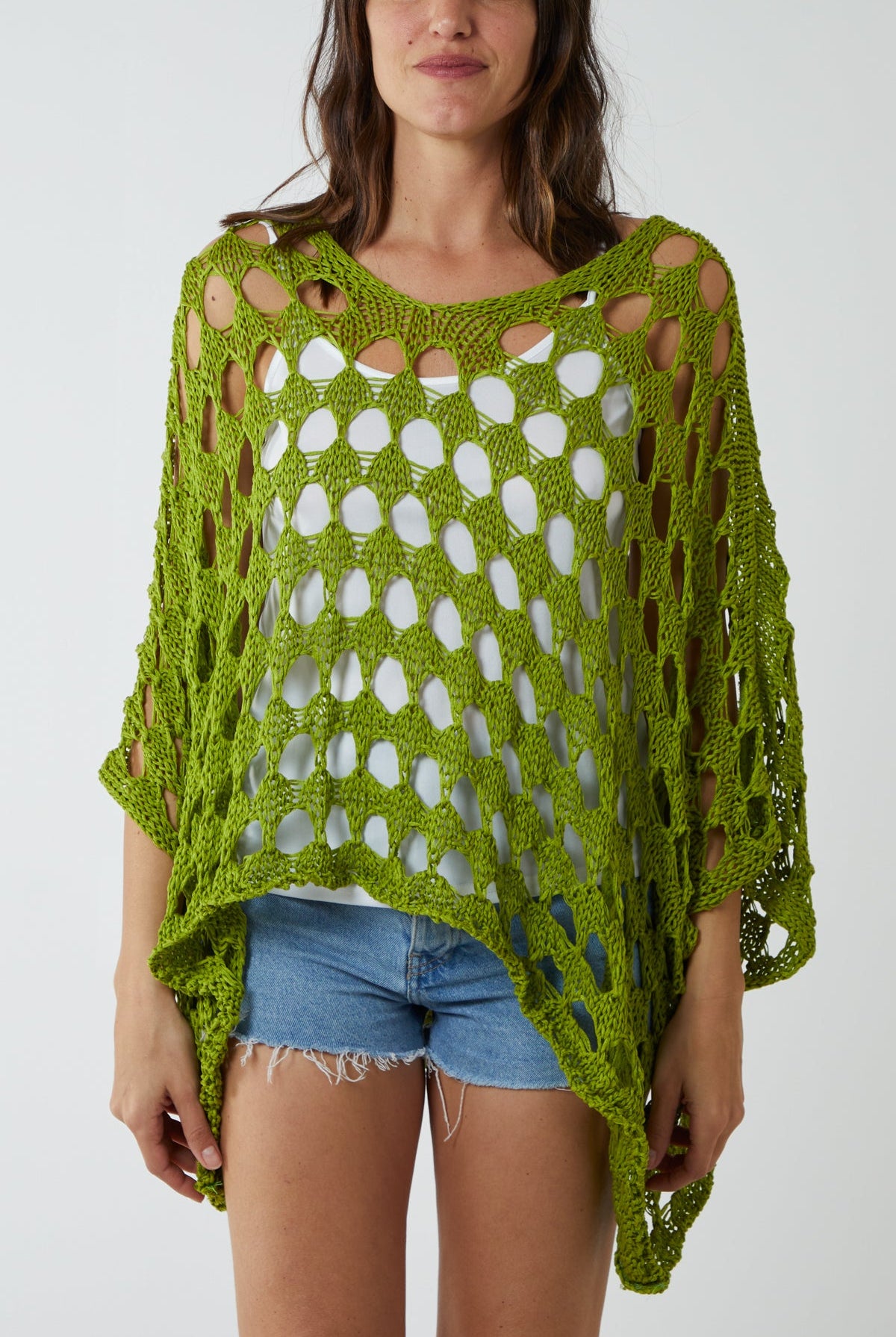 Oversized Diamond Crochet Blouse Blouses WearAll Olive One Size