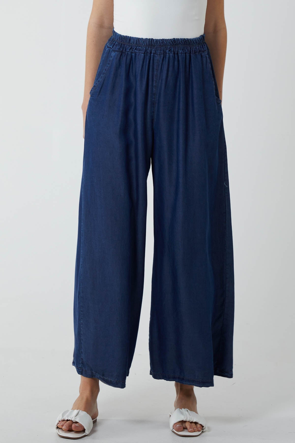 Elasticated Waist Denim Culottes Culottes WearAll Dark Denim One Size