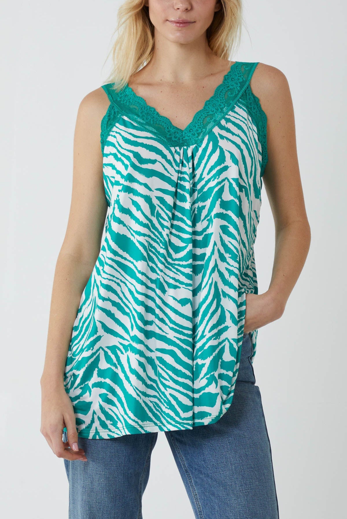 Zebra Lace Cami Vest Vests WearAll Jade One Size