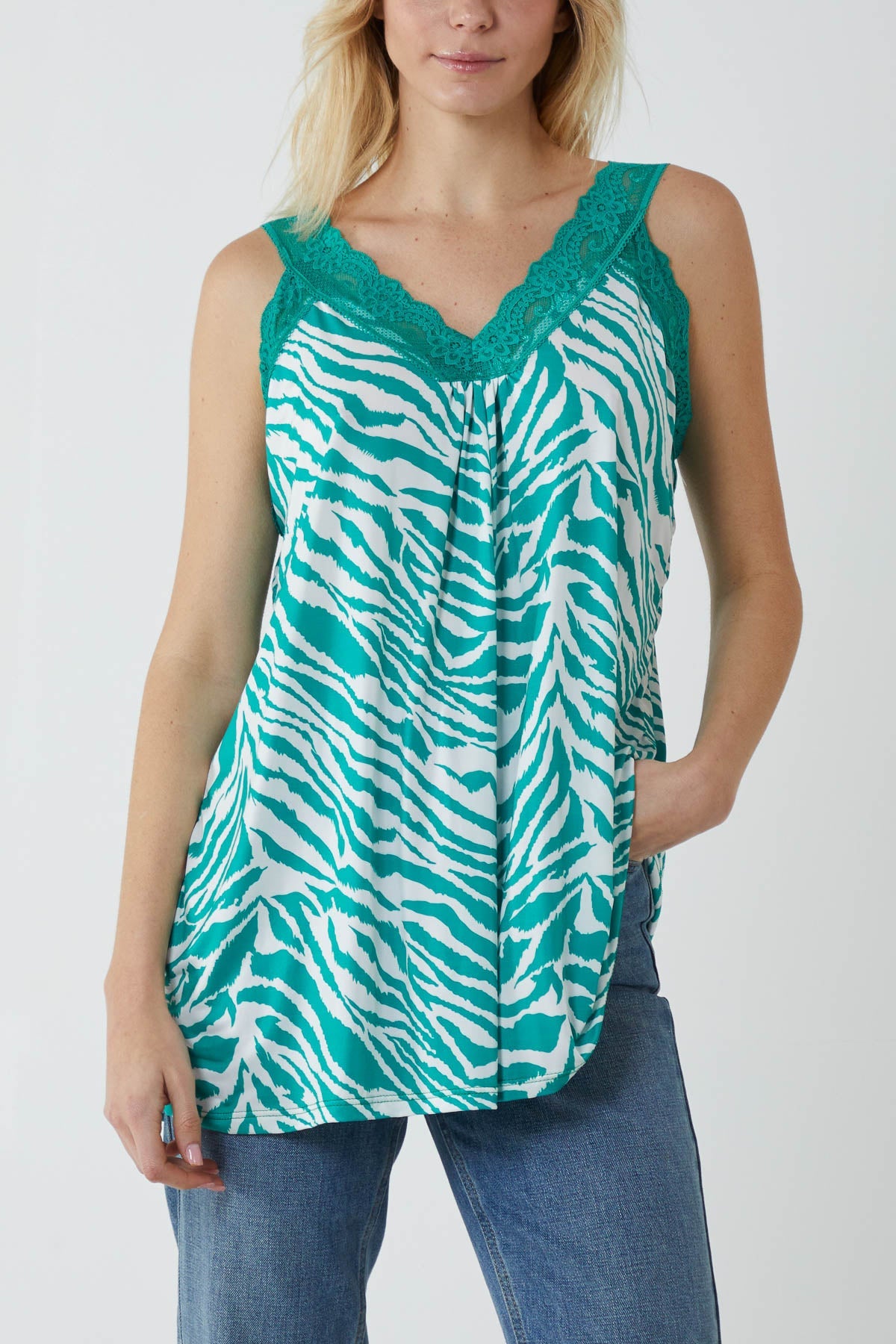 Zebra Lace Cami Vest Vests WearAll Jade One Size