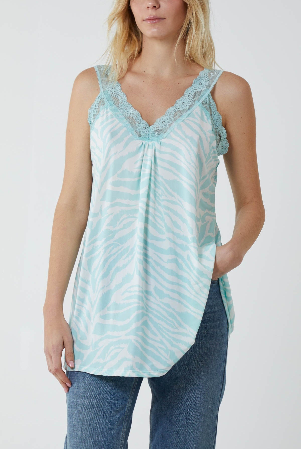 Zebra Lace Cami Vest Vests WearAll Mint One Size