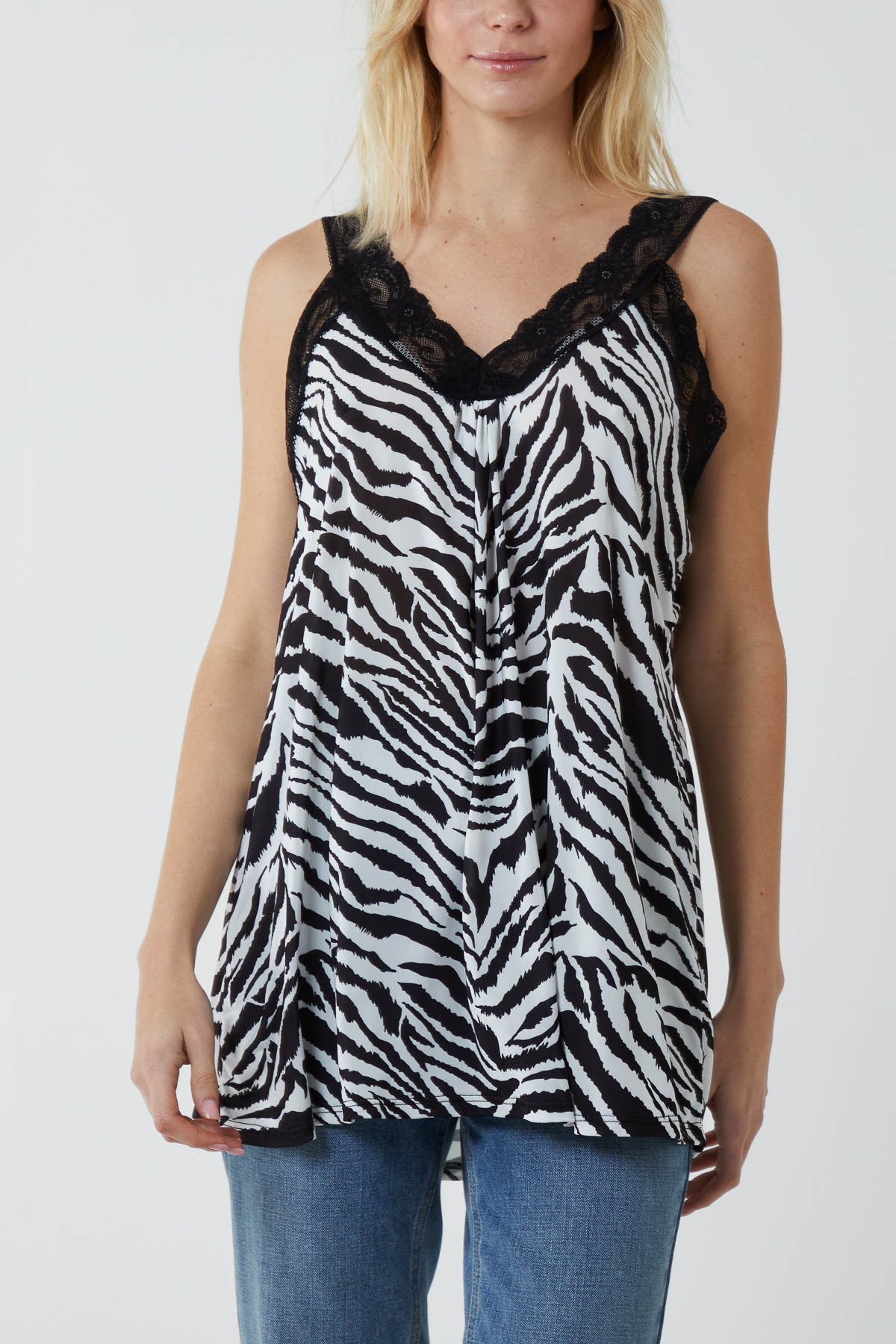 Zebra Lace Cami Vest Vests WearAll Black One Size