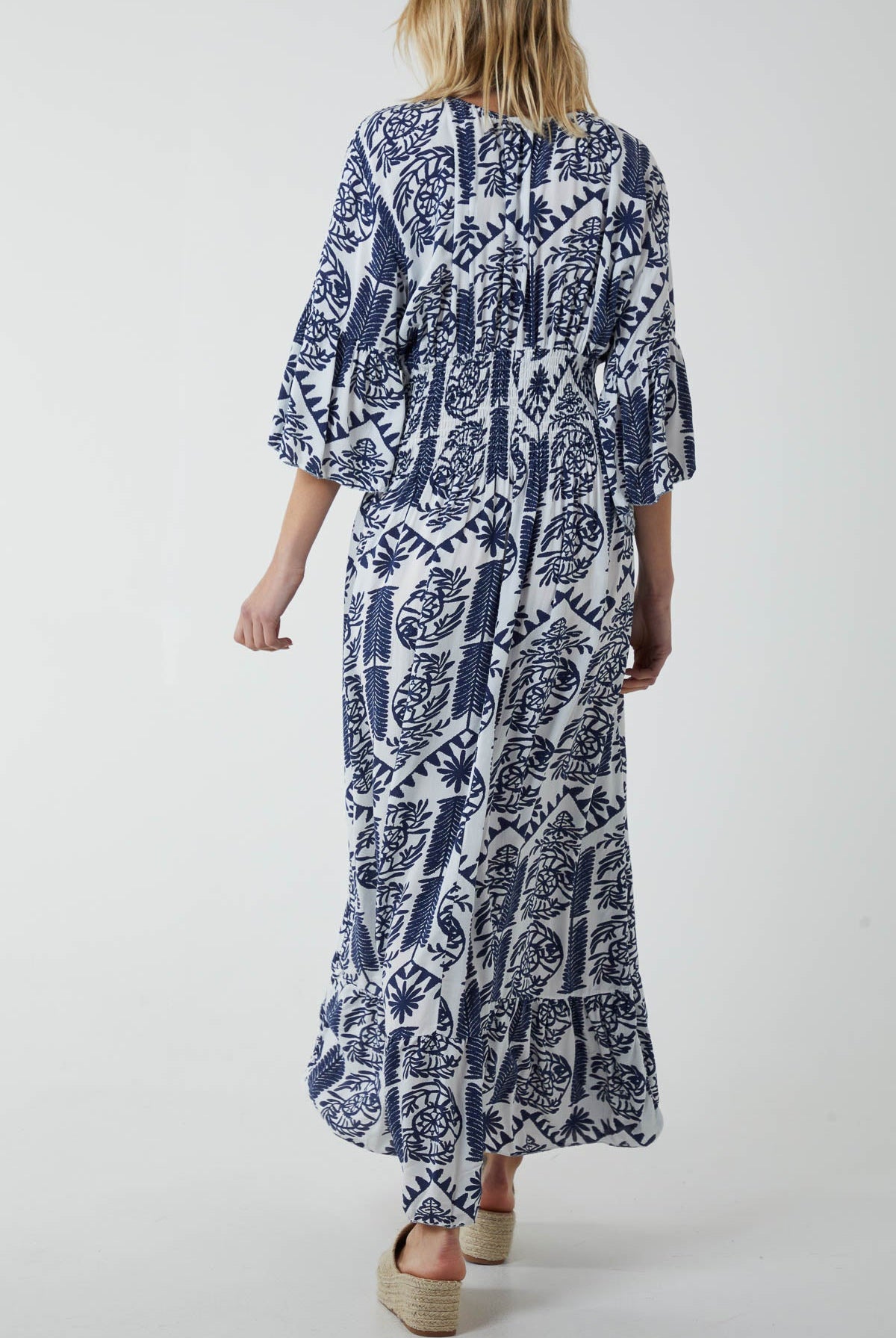 Baroque Shirred Bodice Maxi Dress Dresses WearAll