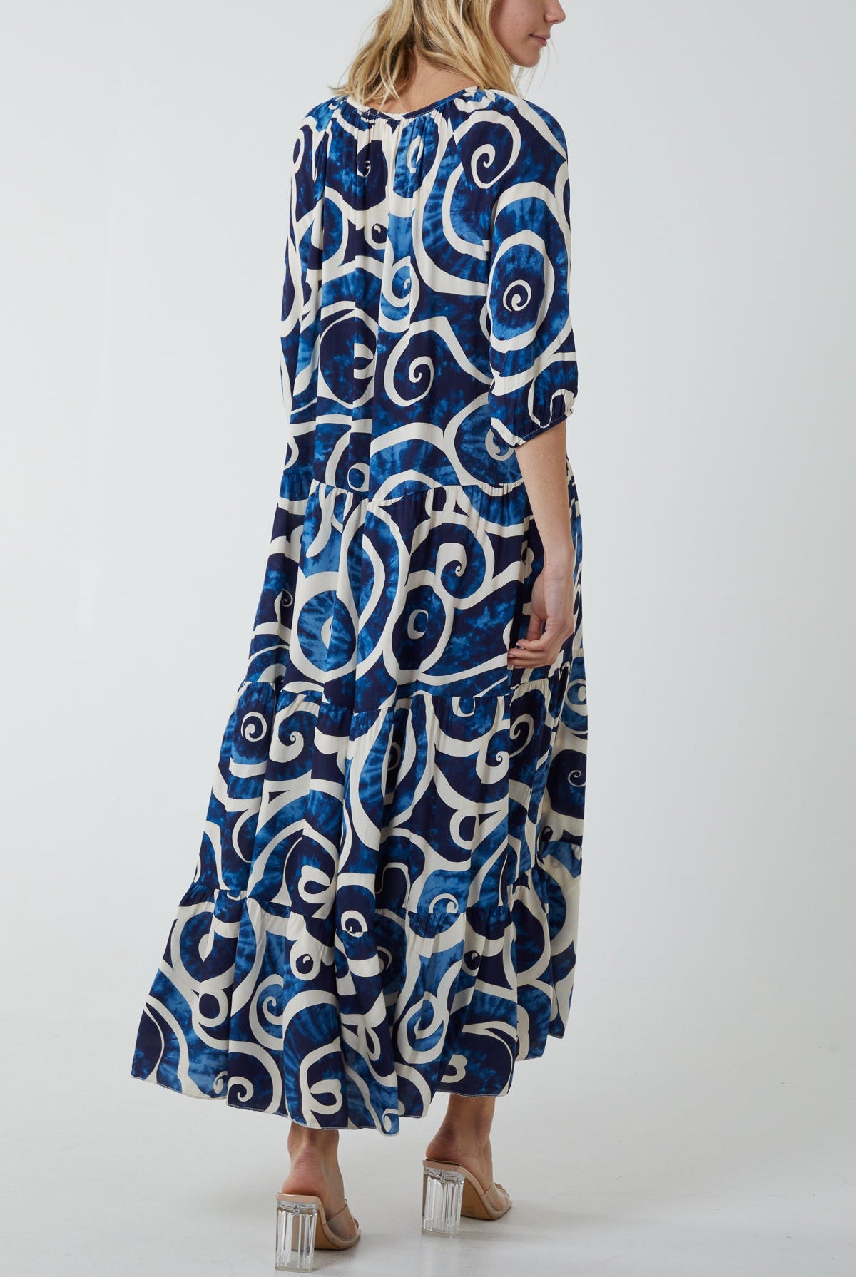 Swirl Tie Dye Tiered Maxi Dress Dresses WearAll