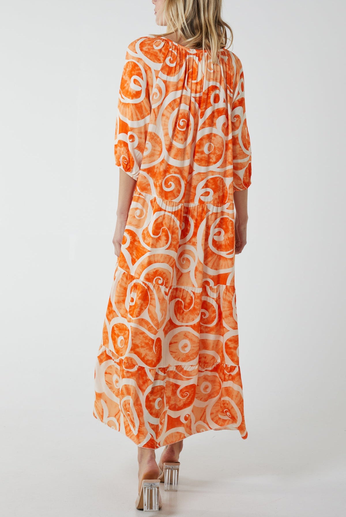 Swirl Tie Dye Tiered Maxi Dress Dresses WearAll