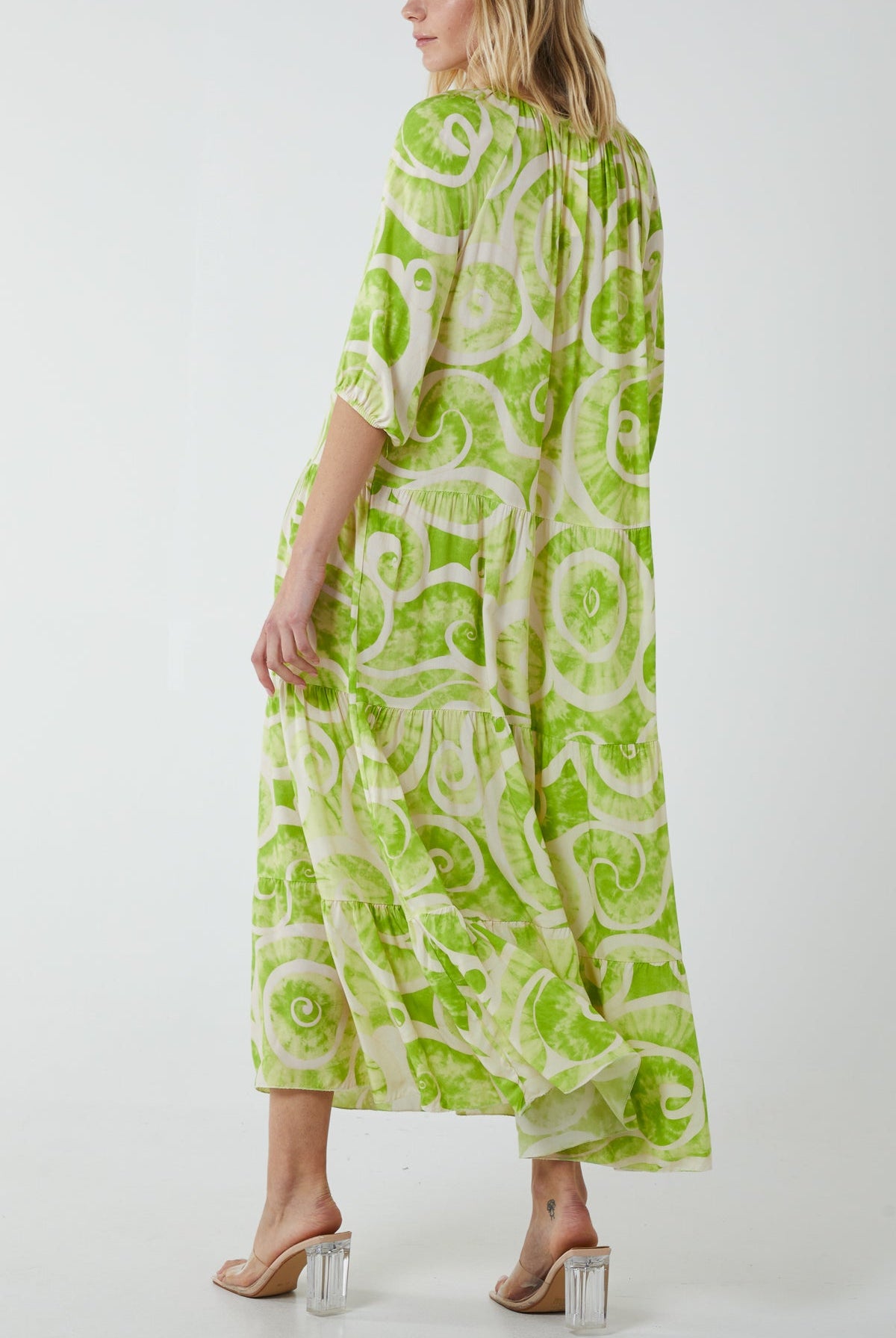 Swirl Tie Dye Tiered Maxi Dress Dresses WearAll