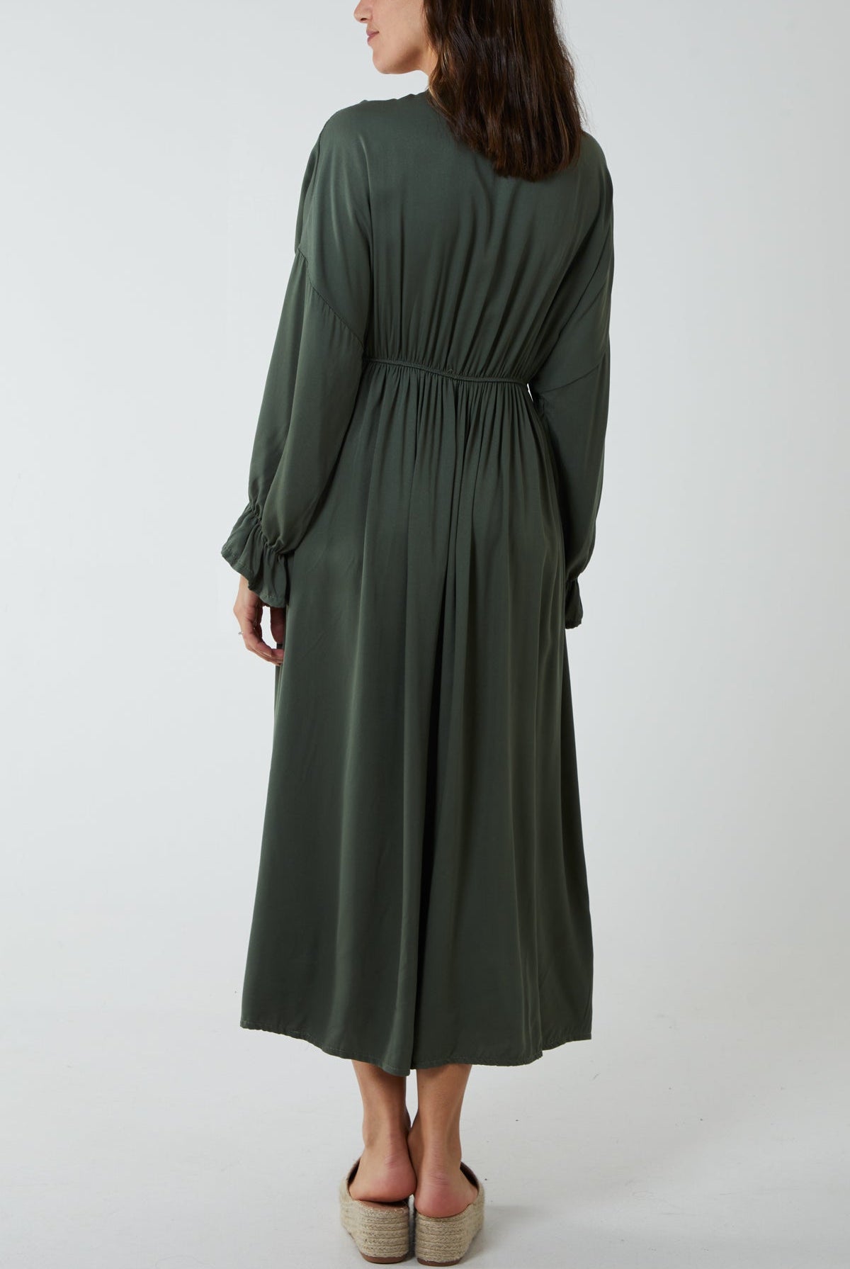 V-Neck Elasticated Waist Maxi Dress DMF2 WearAll