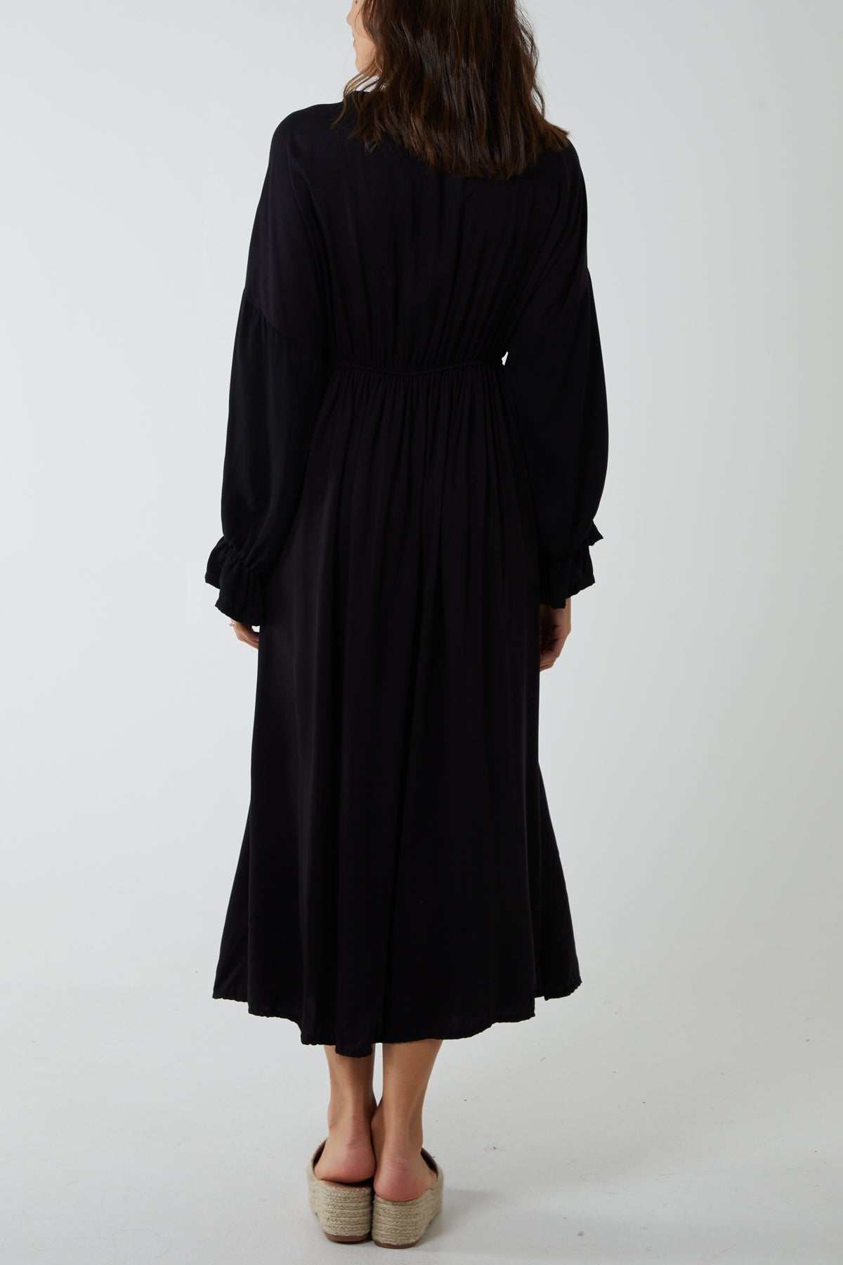 V-Neck Elasticated Waist Maxi Dress DMF2 WearAll