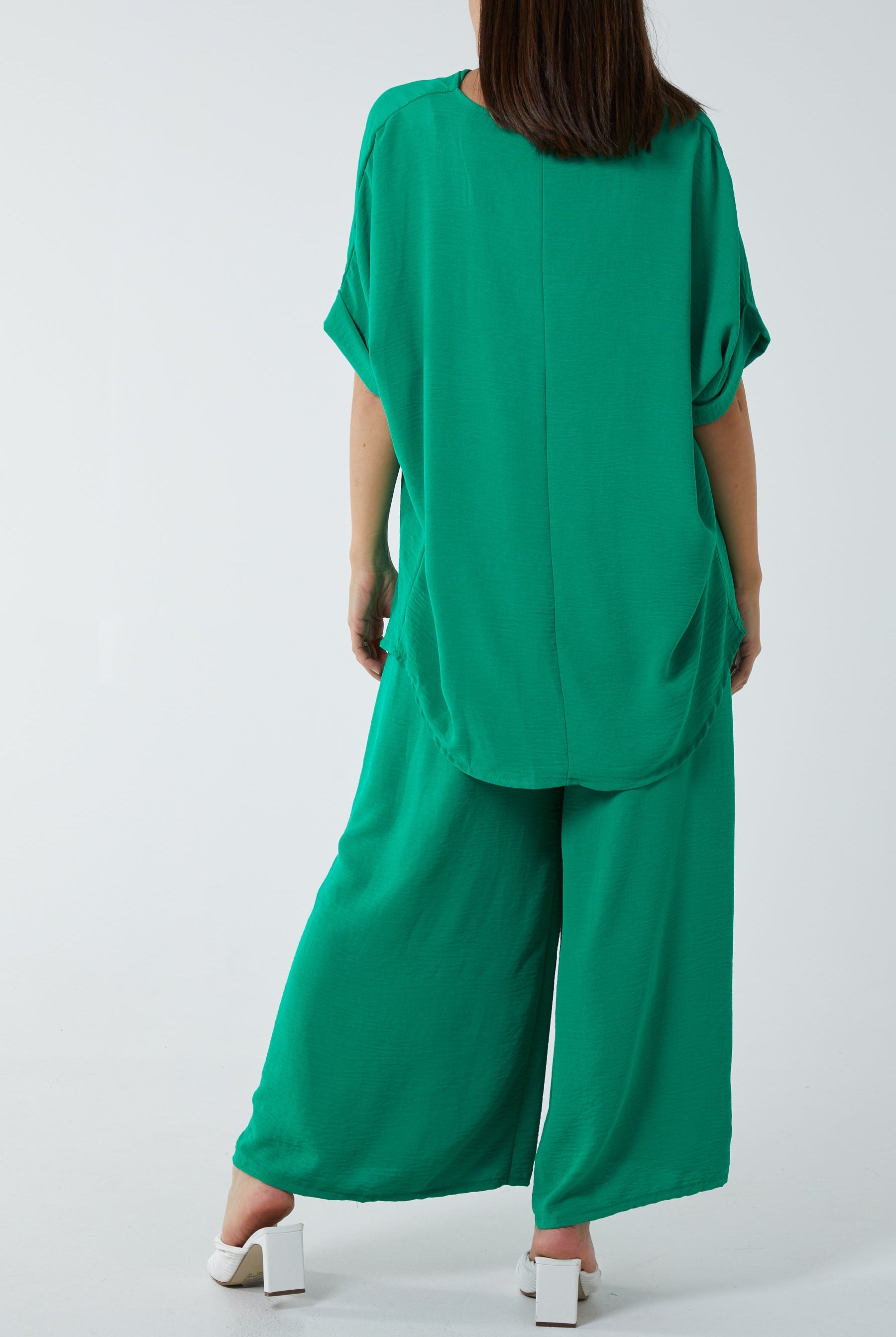 V-Neck Blouse Wide Leg Culottes Co-Ord Co-Ords WearAll