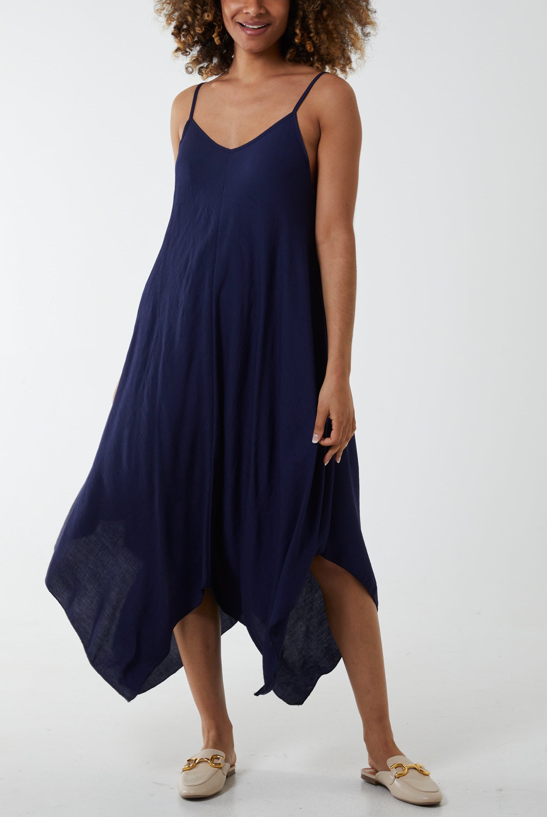 Hanky Hem Cami Dress Dresses WearAll Navy One Size