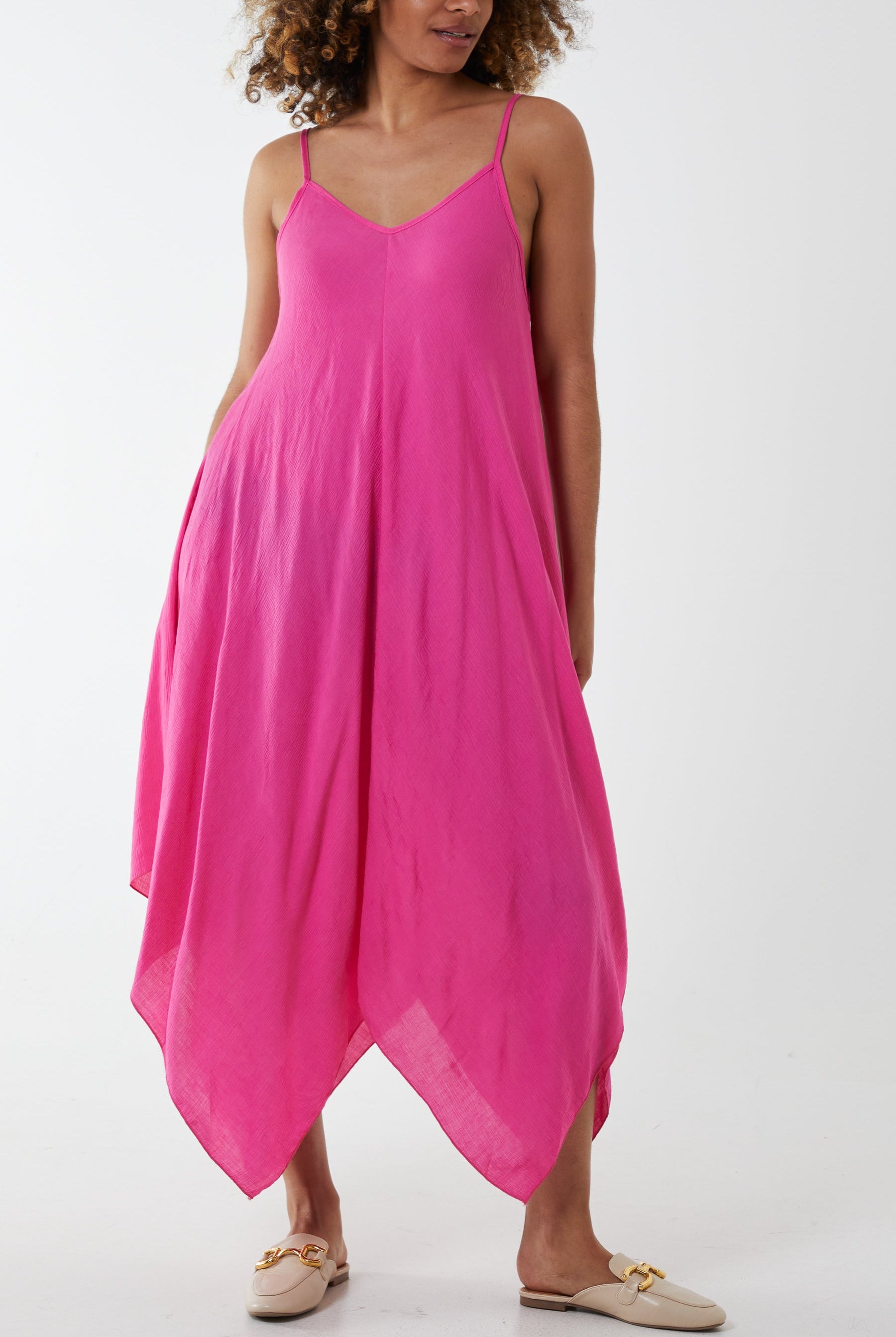 Hanky Hem Cami Dress Dresses WearAll Hot Pink One Size