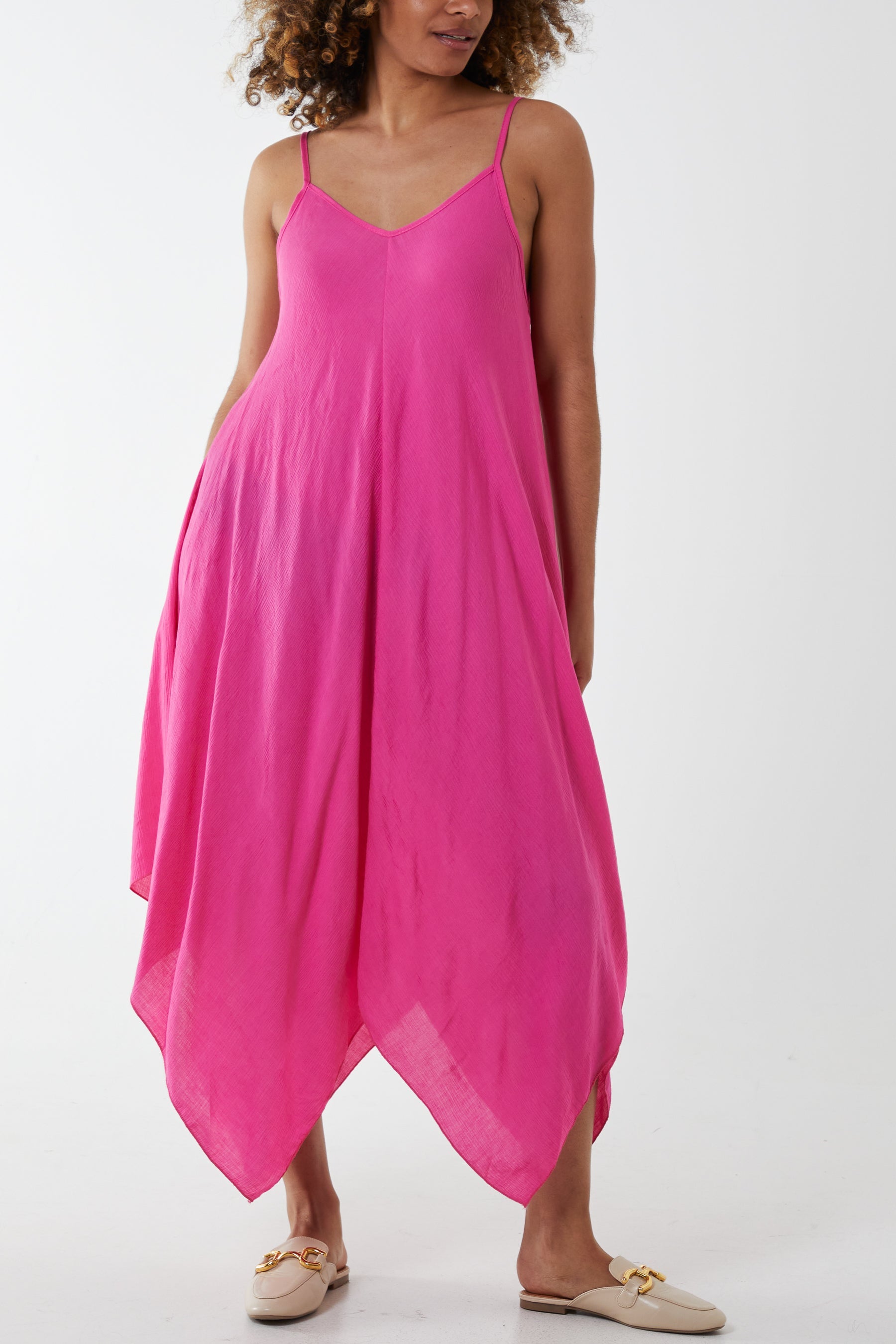 Hanky Hem Cami Dress Dresses WearAll Hot Pink One Size