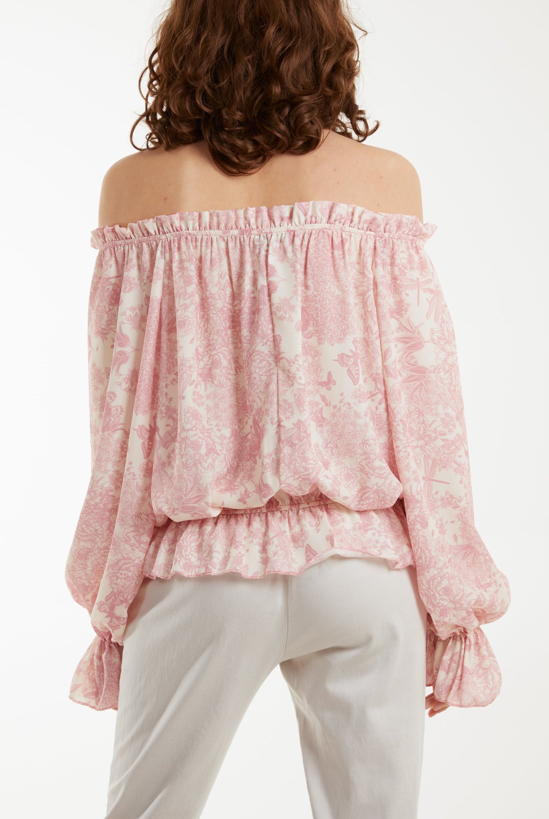 Floral Pattern Bardot Top Tops WearAll