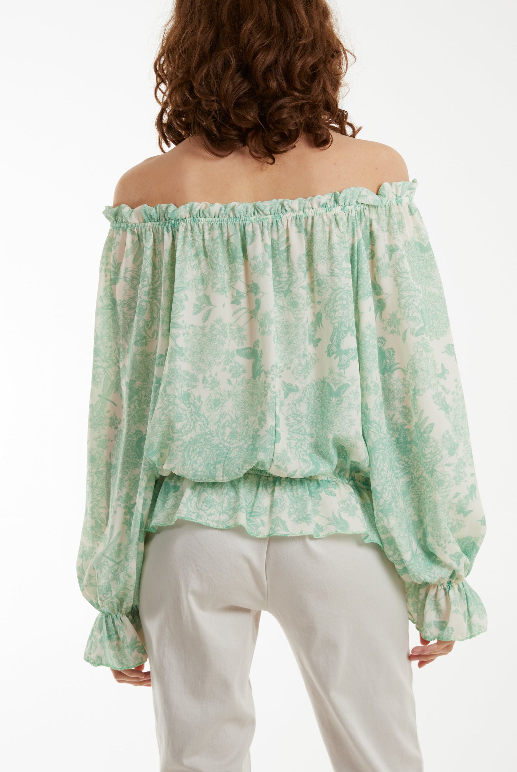 Floral Pattern Bardot Top Tops WearAll