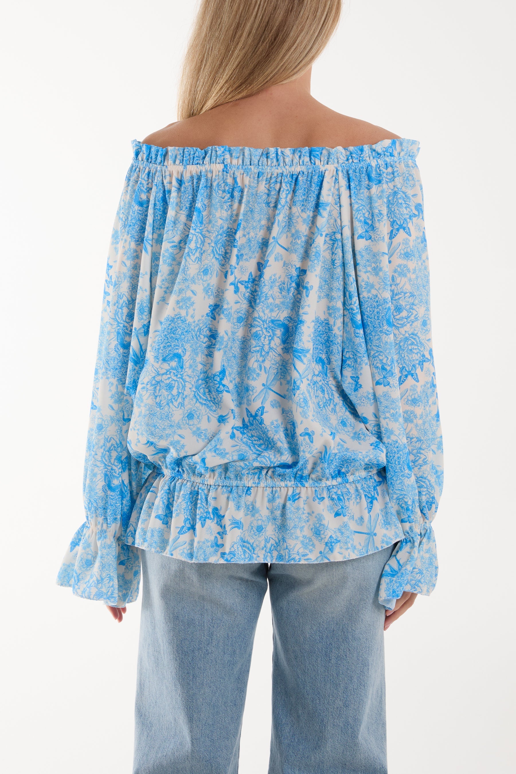Floral Pattern Bardot Top Tops WearAll