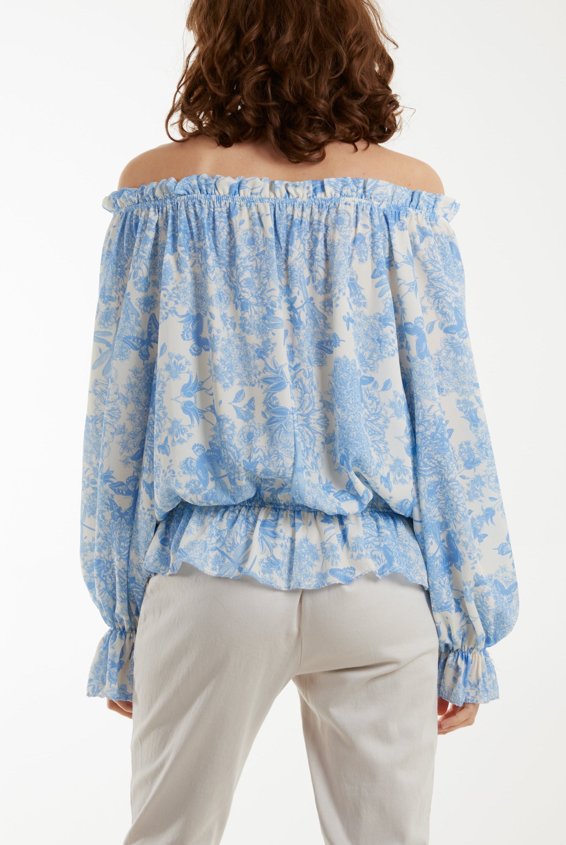 Floral Pattern Bardot Top Tops WearAll