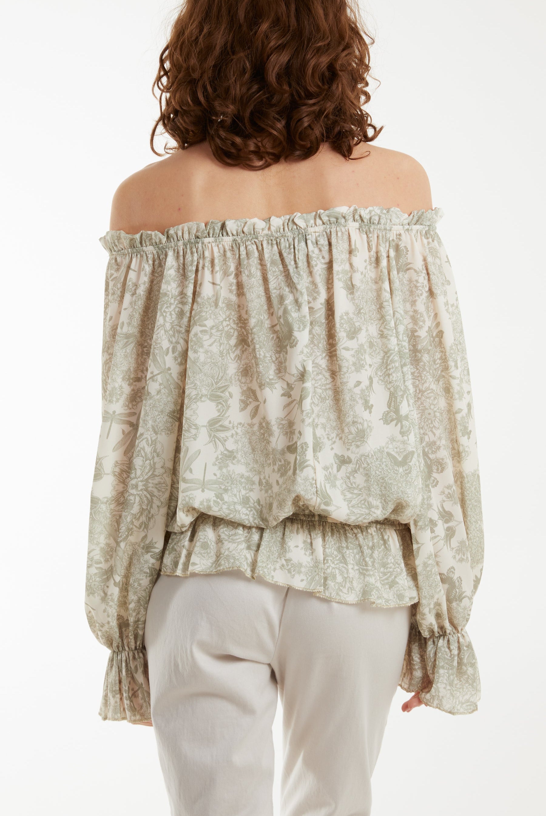 Floral Pattern Bardot Top Tops WearAll