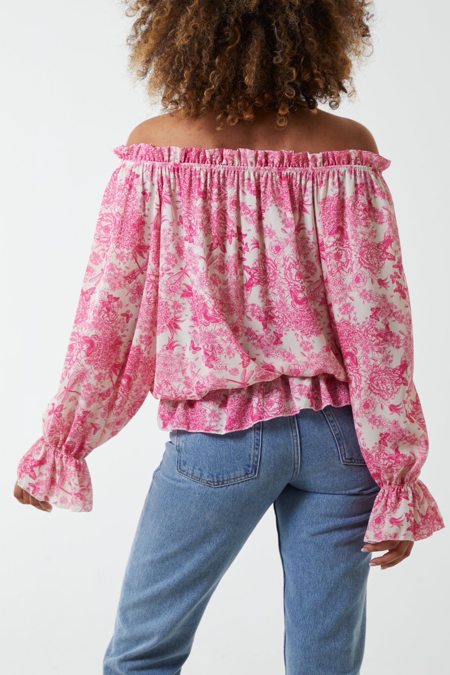 Floral Pattern Bardot Top Tops WearAll