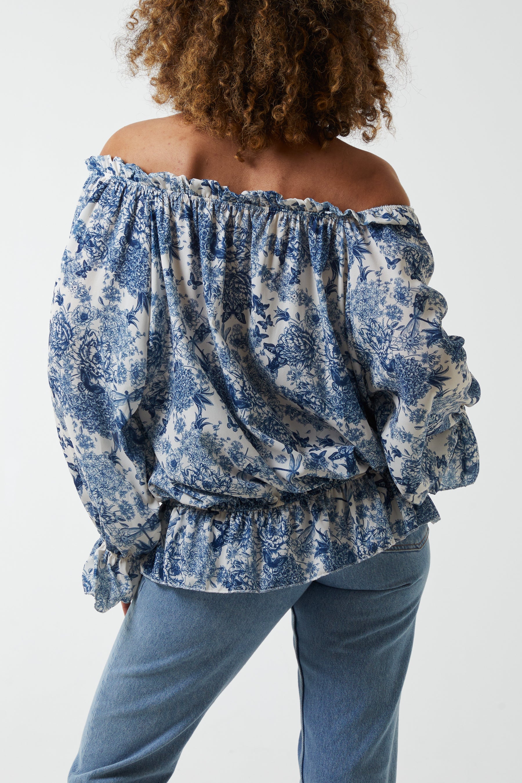 Floral Pattern Bardot Top Tops WearAll