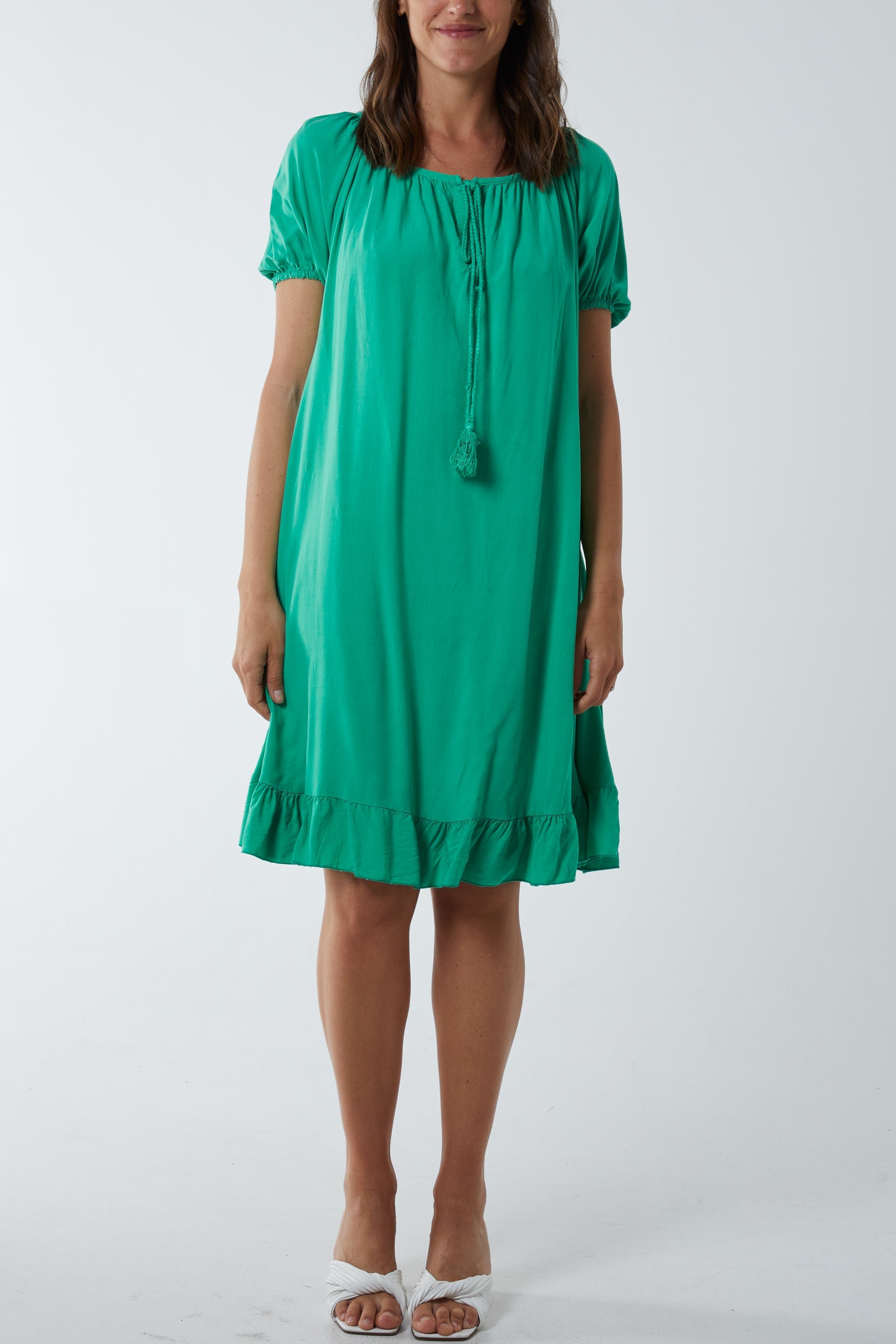 Gypsy Tie Front Midi Dress Dresses WearAll Jade One Size