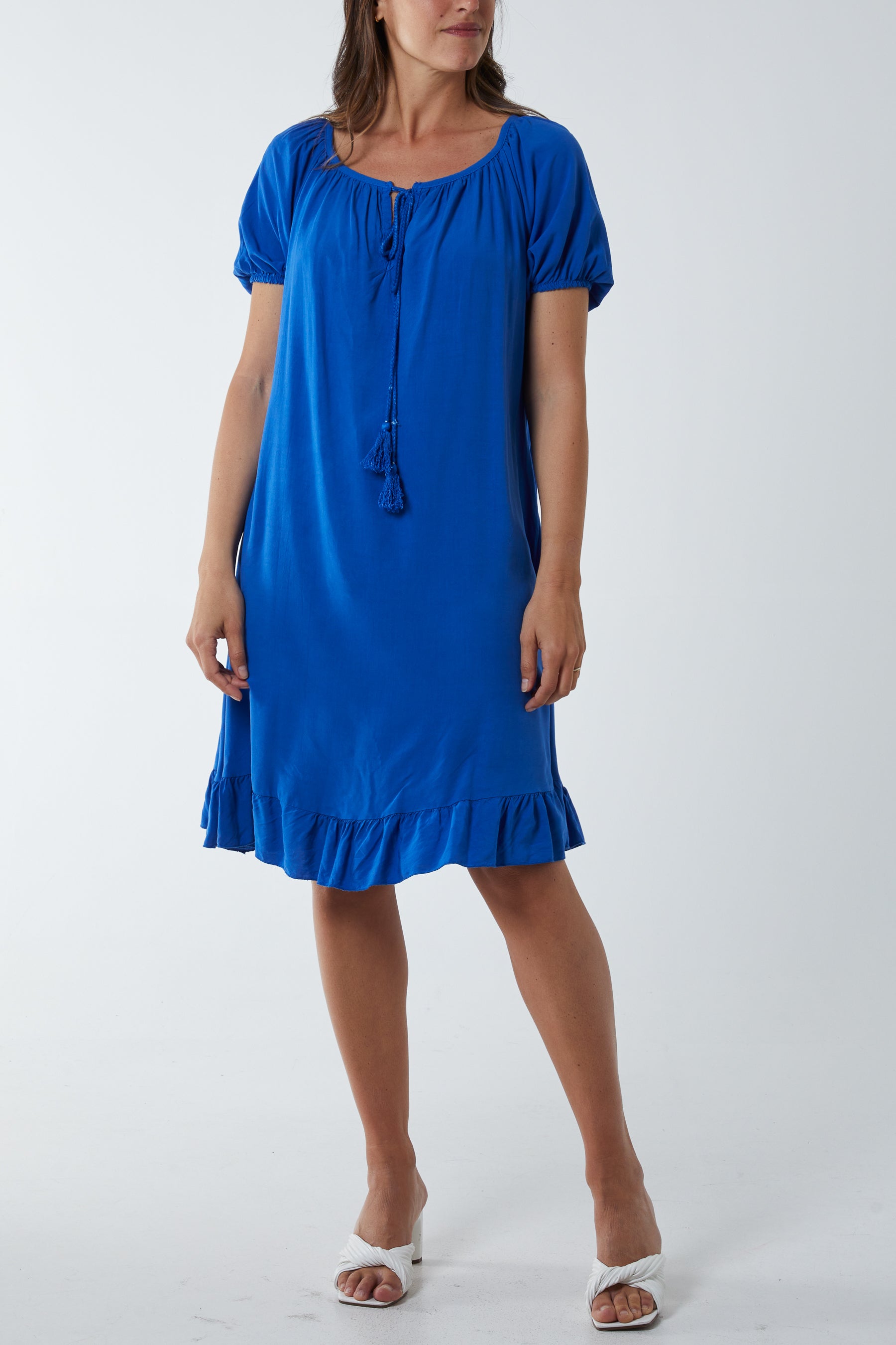 Gypsy Tie Front Midi Dress Dresses WearAll Royal Blue One Size