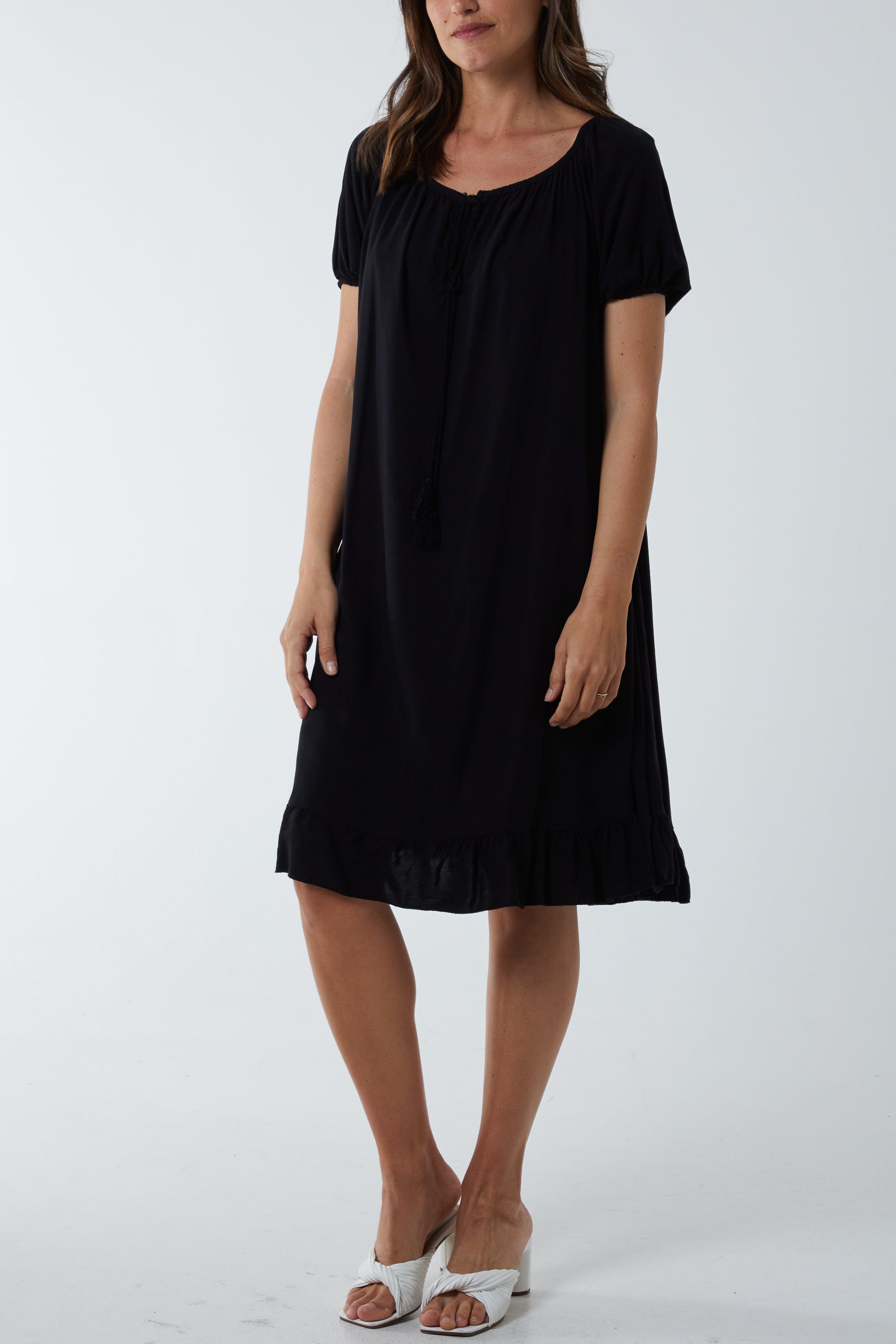 Gypsy Tie Front Midi Dress Dresses WearAll Black One Size