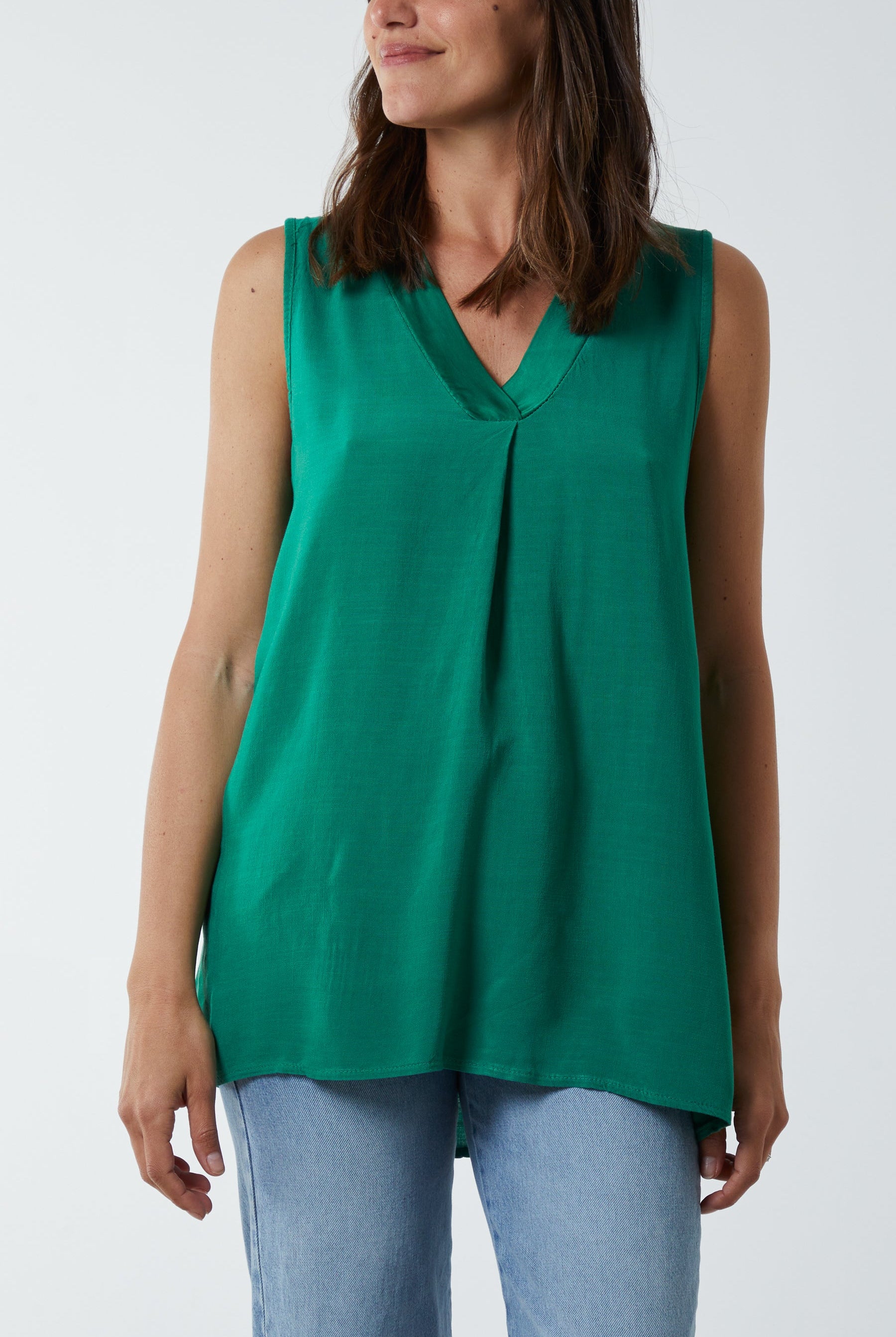 Kiwi Collar Satin Trim Vest TOPMF2 WearAll Jade One Size