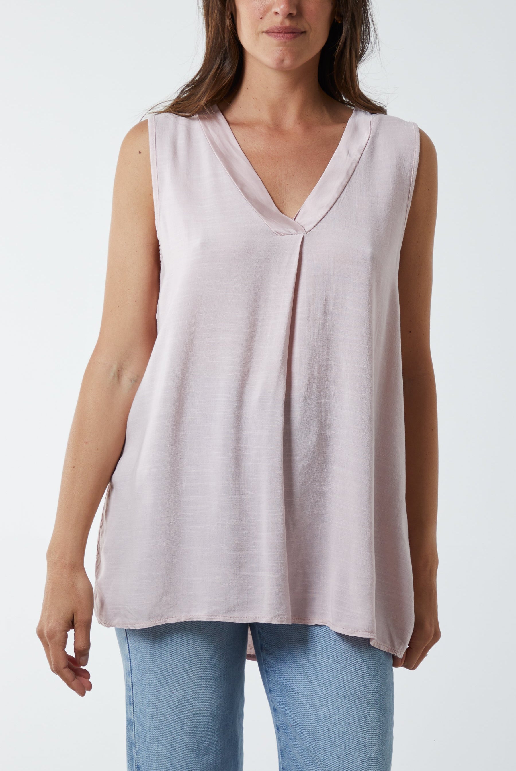 Kiwi Collar Satin Trim Vest TOPMF2 WearAll Blush One Size