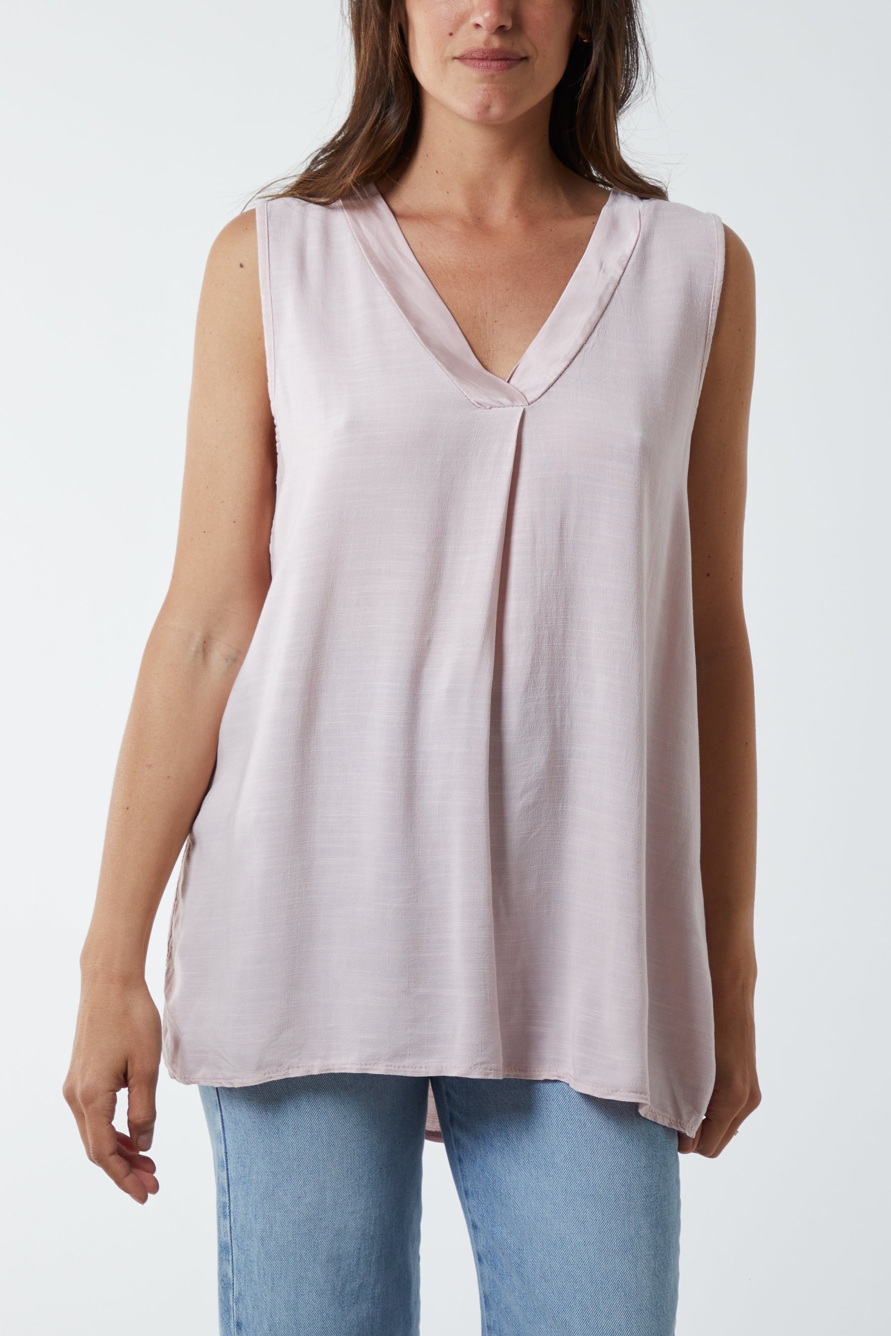 Kiwi Collar Satin Trim Vest TOPMF2 WearAll Blush One Size