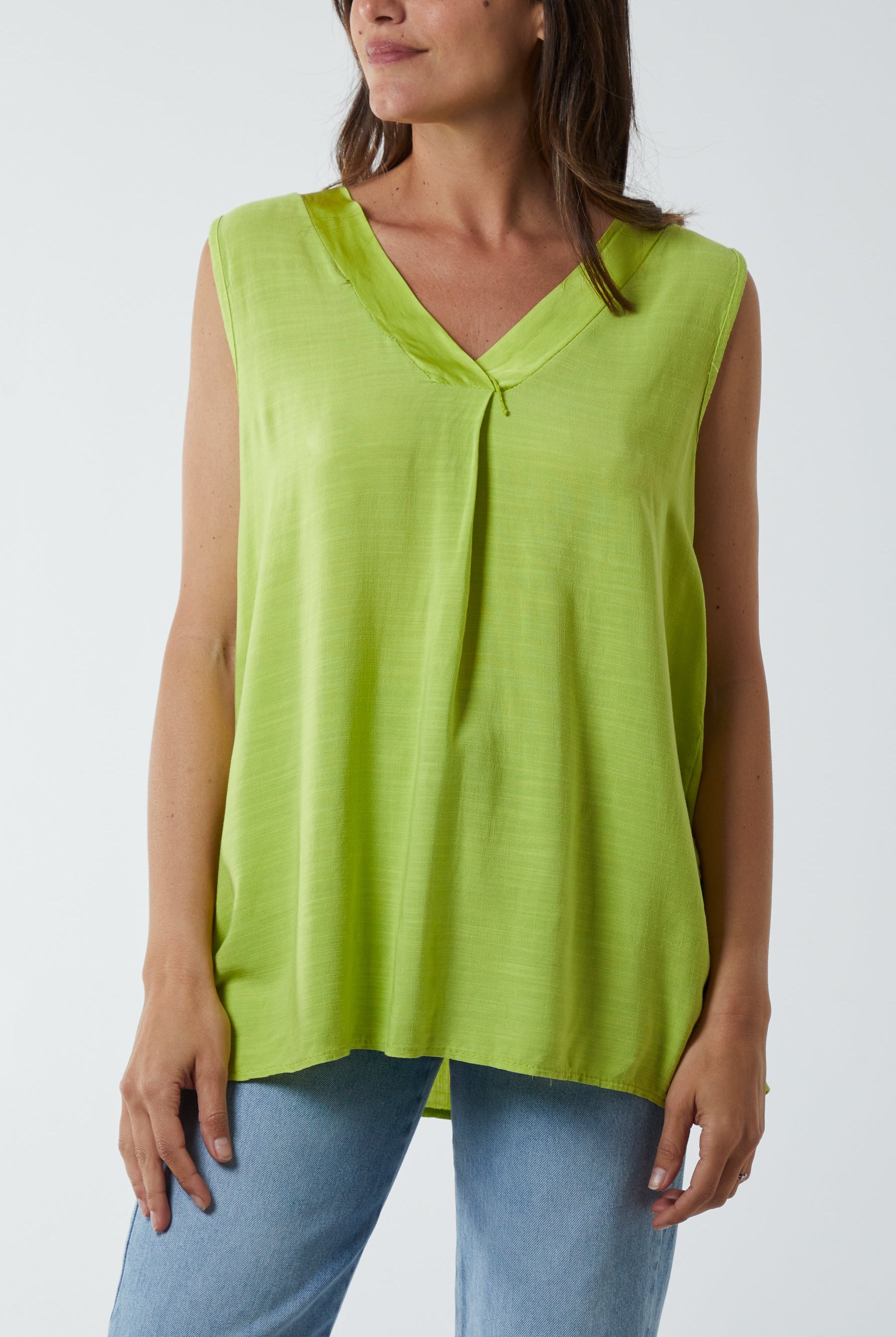 Kiwi Collar Satin Trim Vest TOPMF2 WearAll Lime One Size