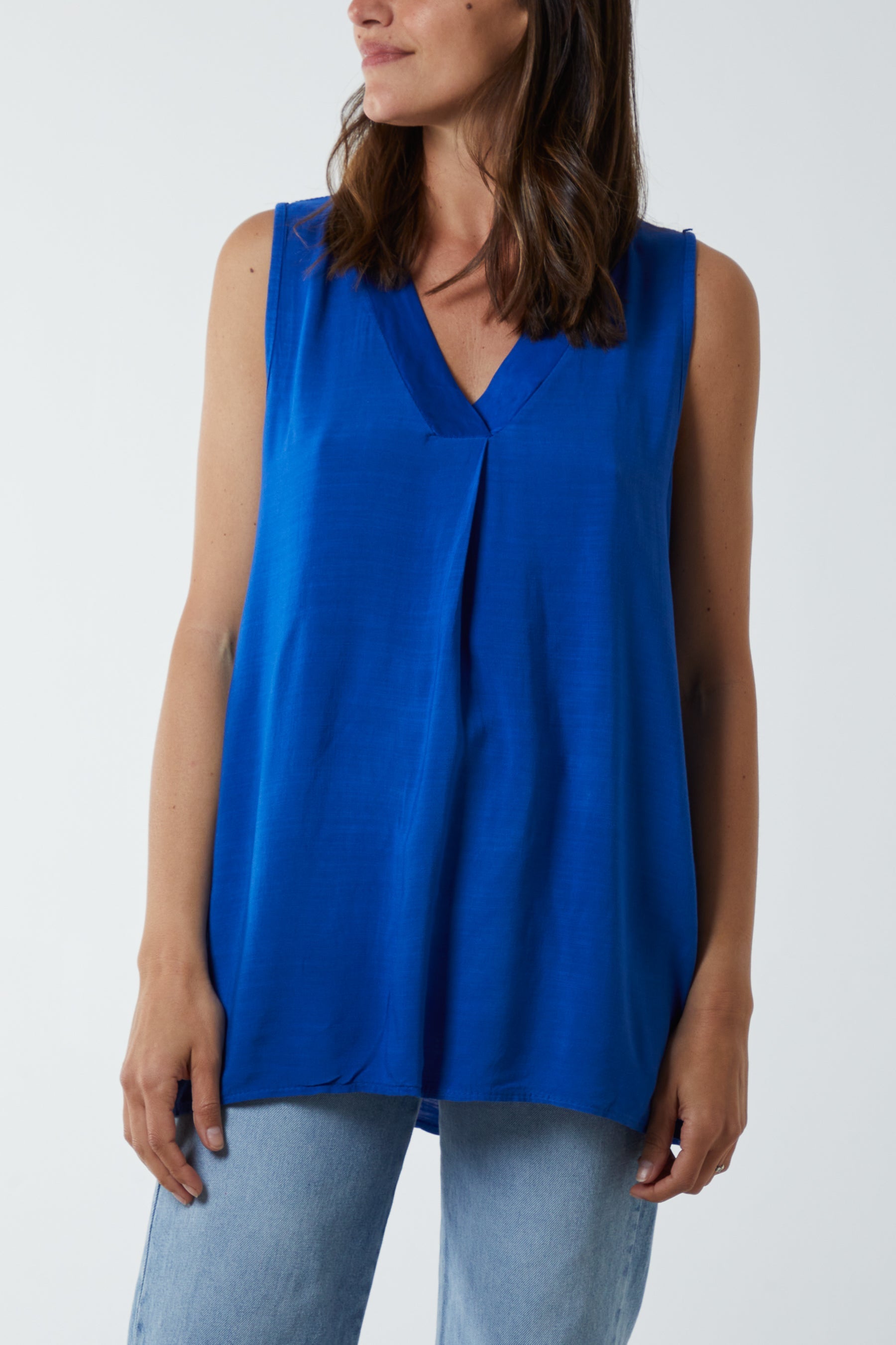 Kiwi Collar Satin Trim Vest TOPMF2 WearAll Royal Blue One Size