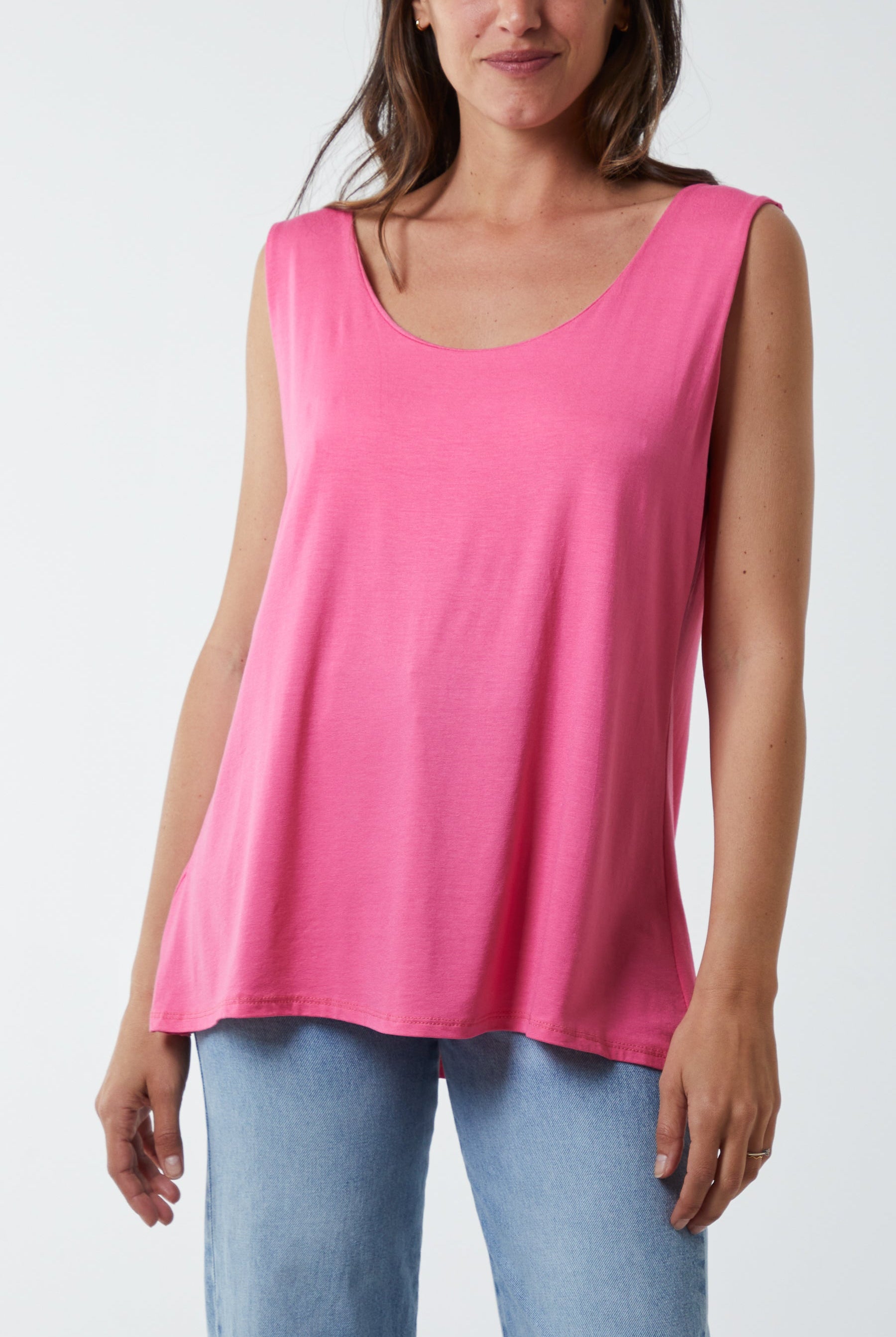 Double Layer Scoop Vest Vests WearAll BubbleGum Pink One Size