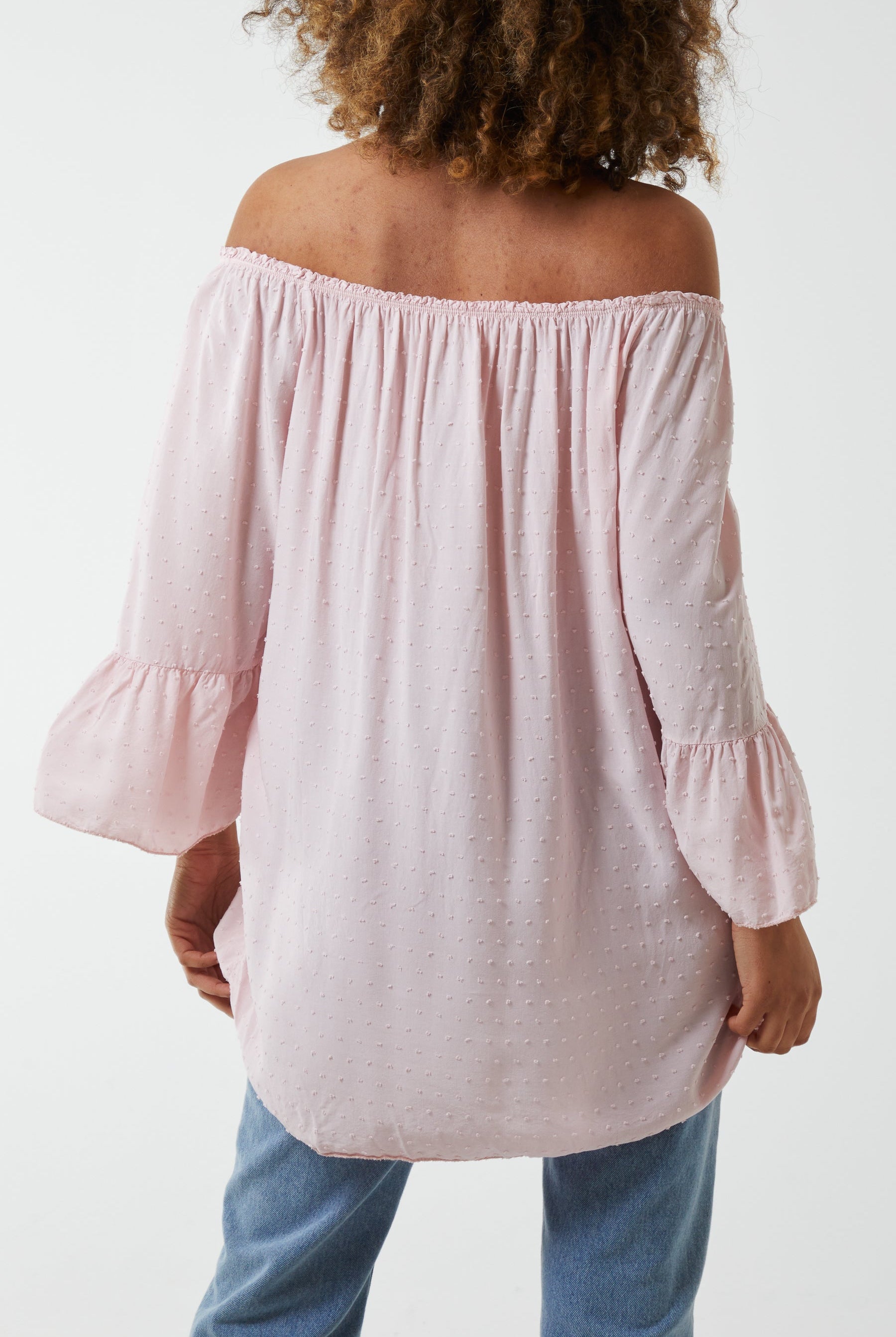 Dobby Fabric Bardot Blouse Blouses WearAll