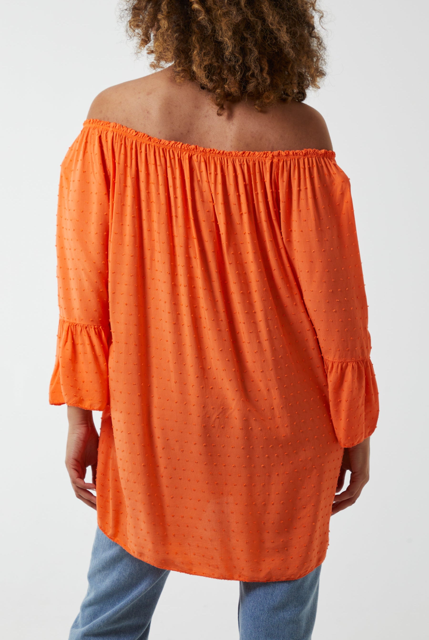 Dobby Fabric Bardot Blouse Blouses WearAll