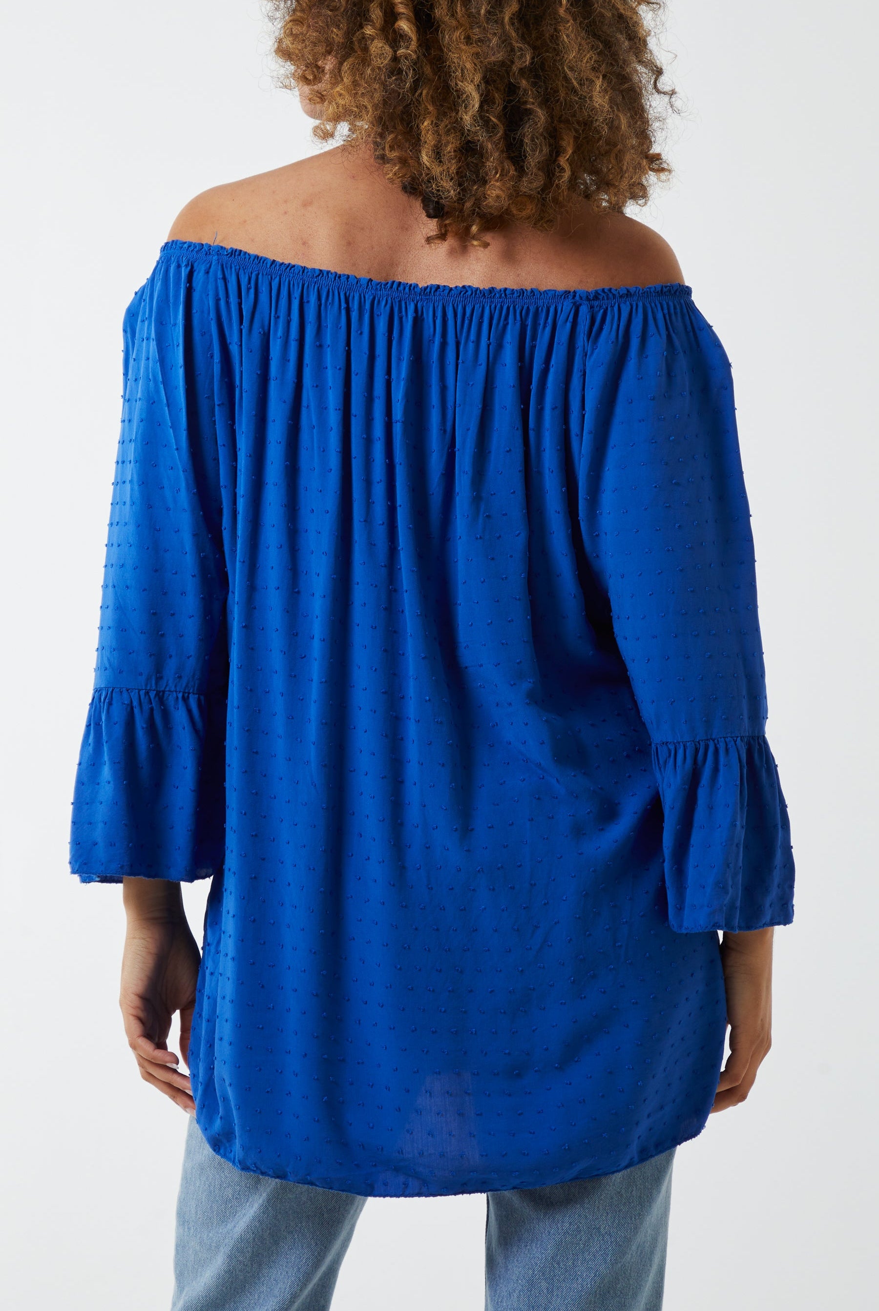 Dobby Fabric Bardot Blouse Blouses WearAll