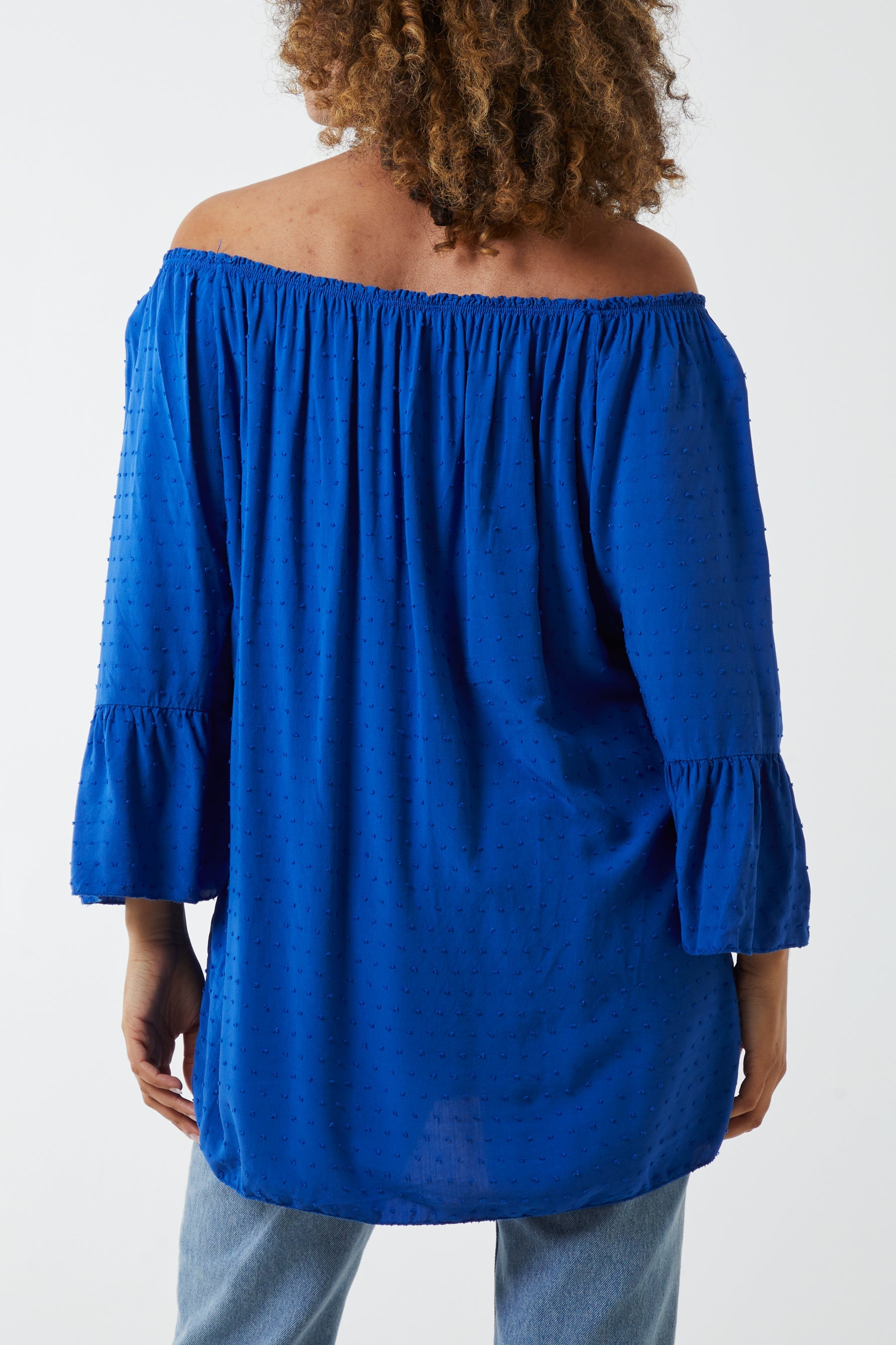 Dobby Fabric Bardot Blouse Blouses WearAll